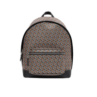 Sac à dos en cuir et tissu à motif monogramme - Black & Orange