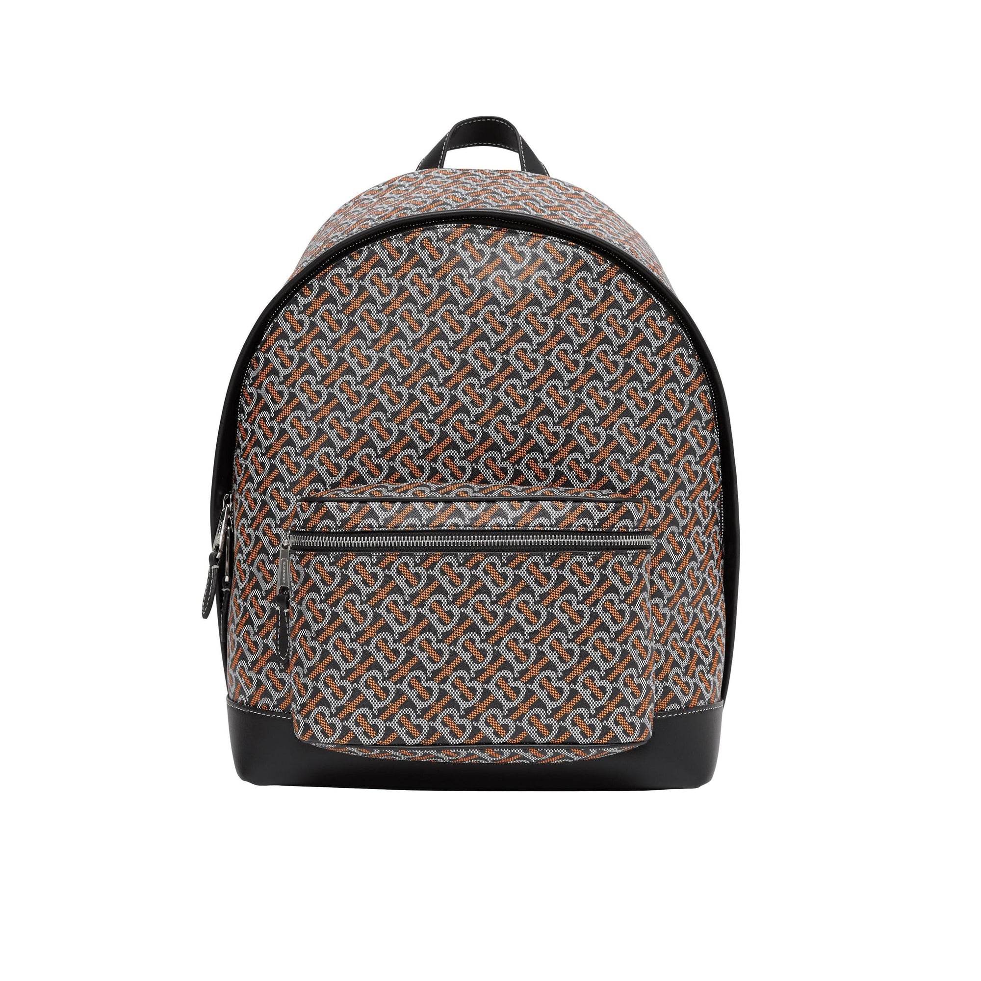 Sac à dos en cuir et tissu à motif monogramme - Black & Orange