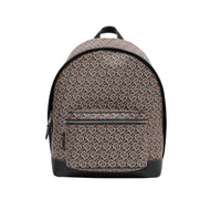 Sac à dos en cuir et tissu à motif monogramme - Black & Orange