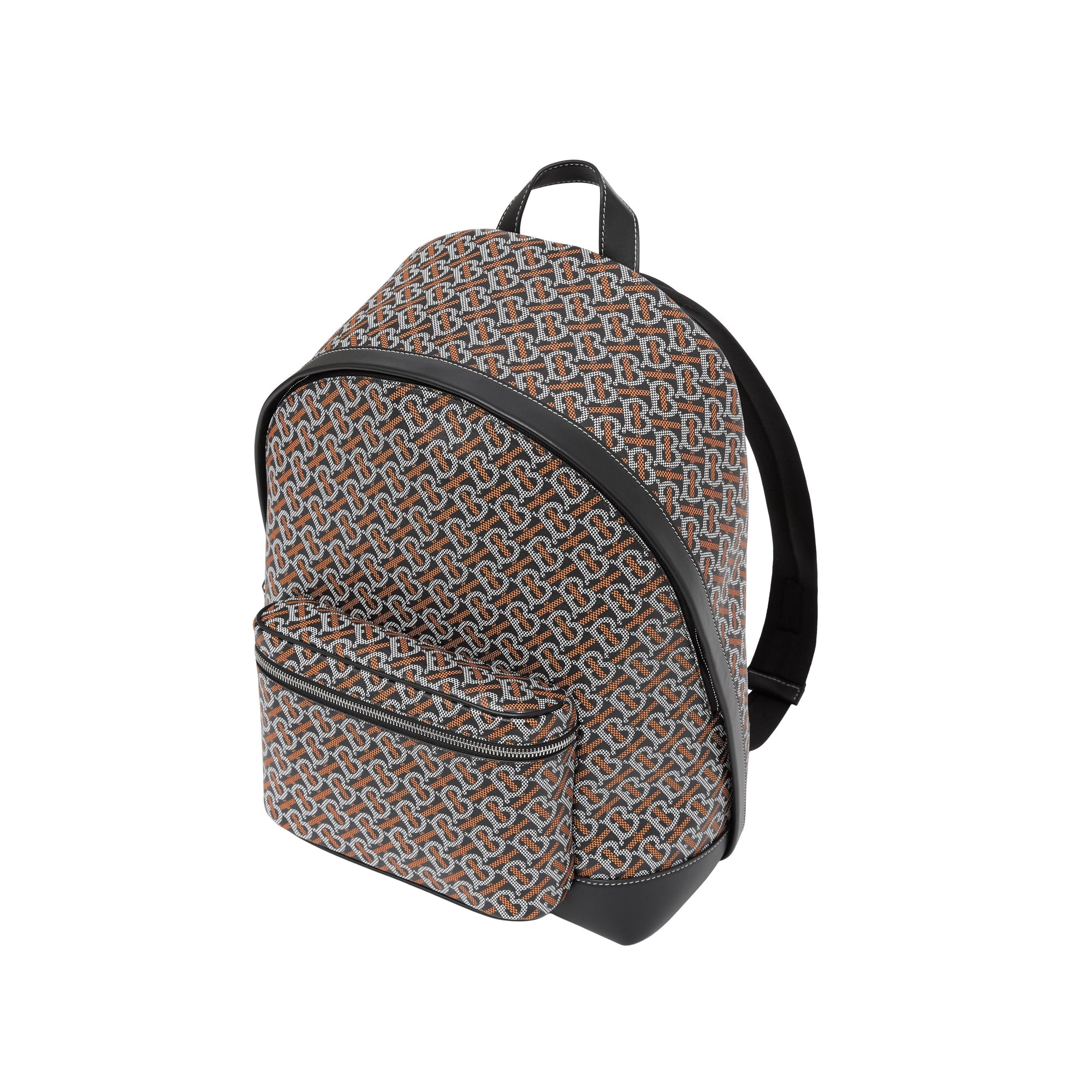 Sac à dos en cuir et tissu à motif monogramme - Black & Orange