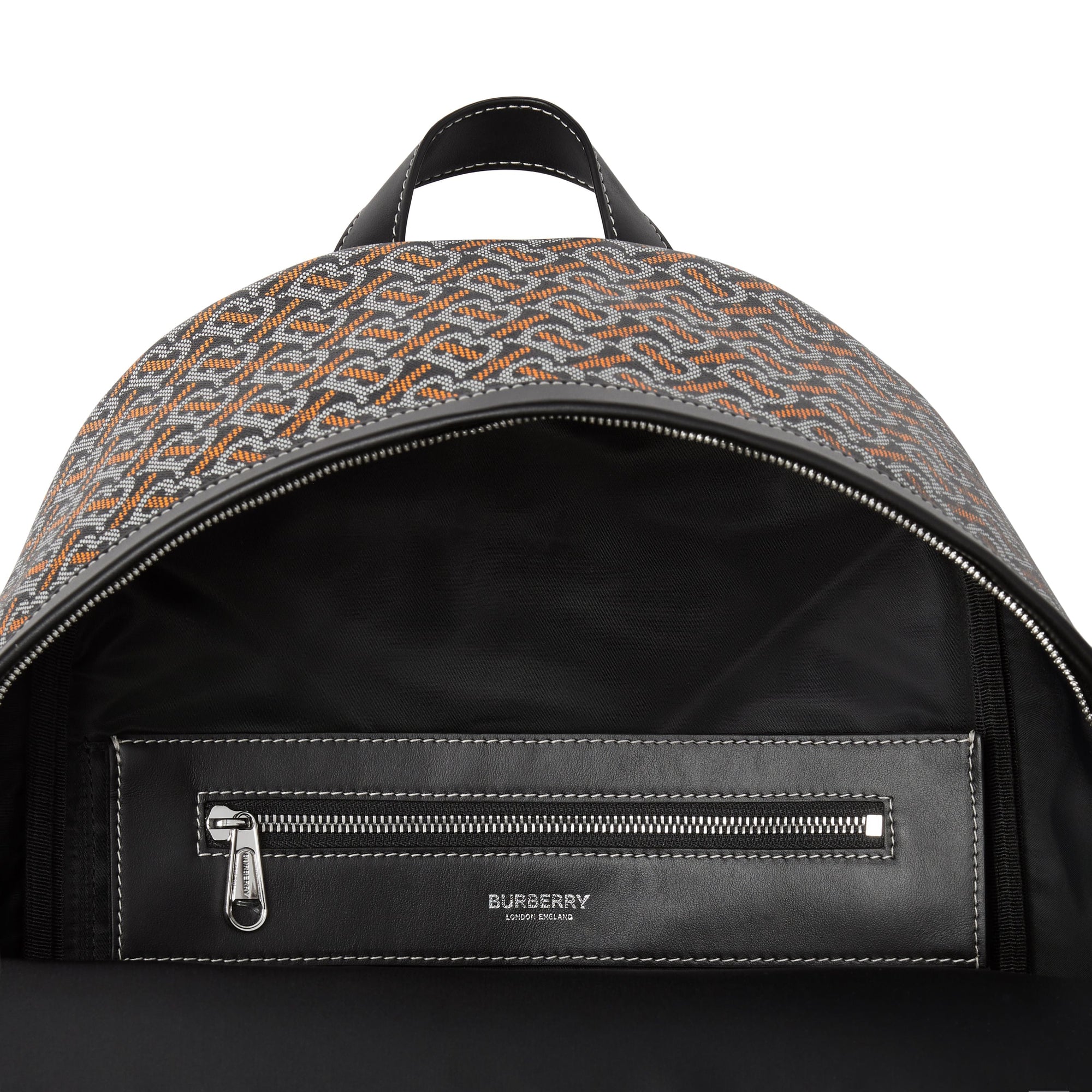 Sac à dos en cuir et tissu à motif monogramme - Black & Orange