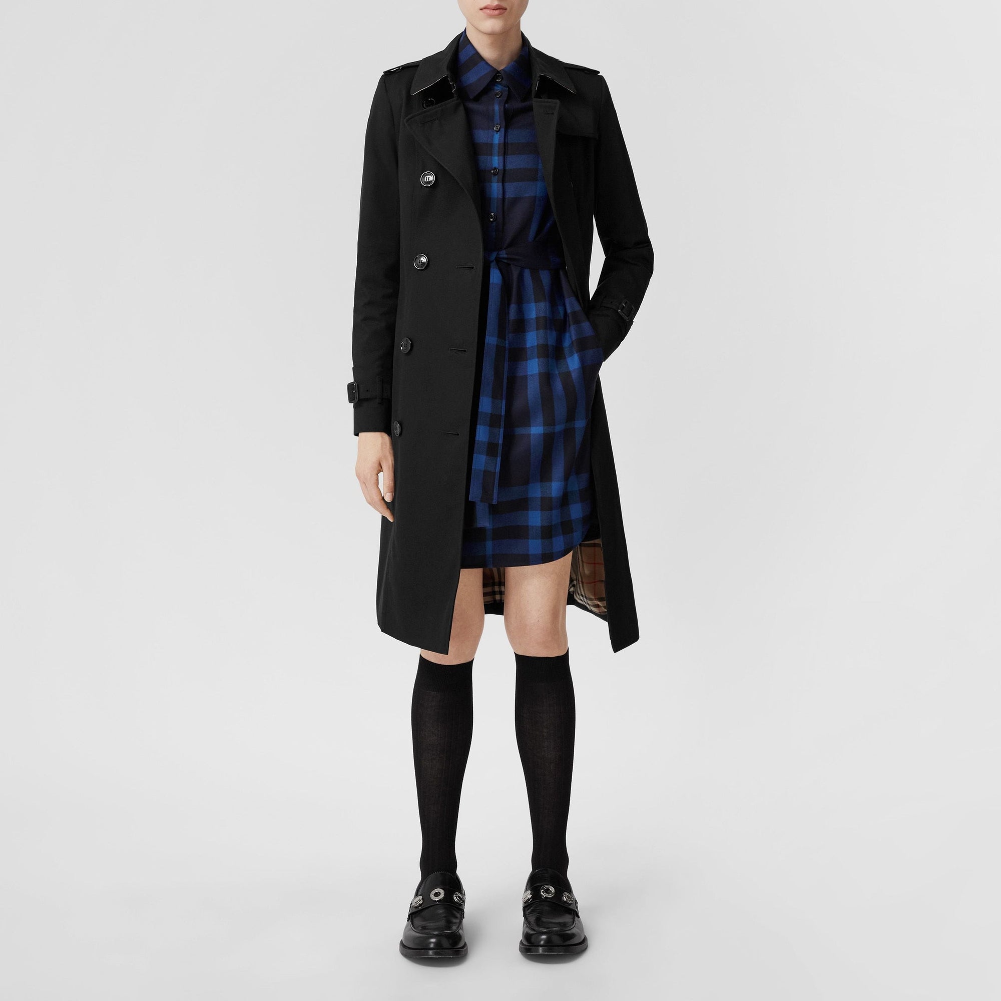 Chemise à ceinture à motif check - Charcoal Blue
