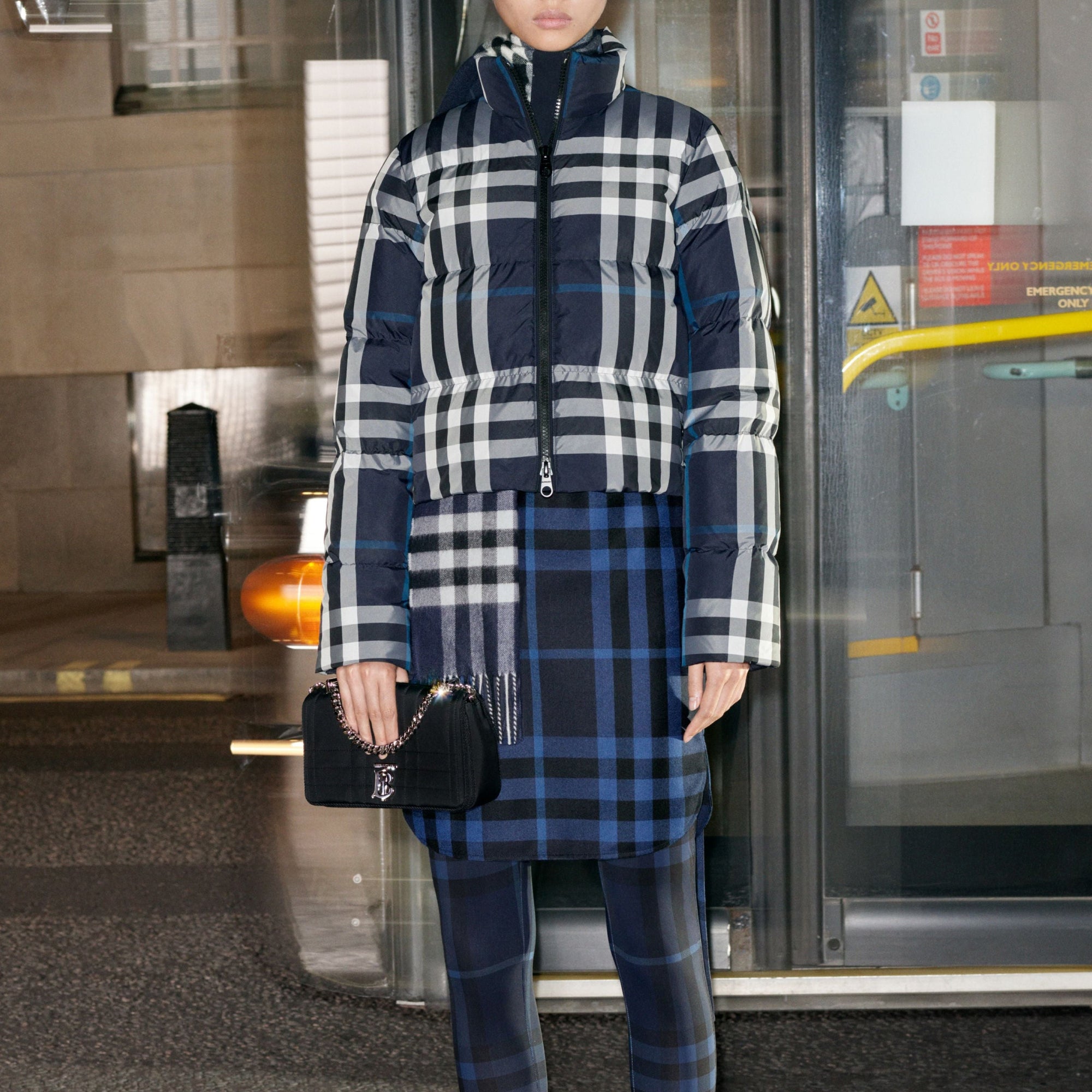 Chemise à ceinture à motif check - Charcoal Blue
