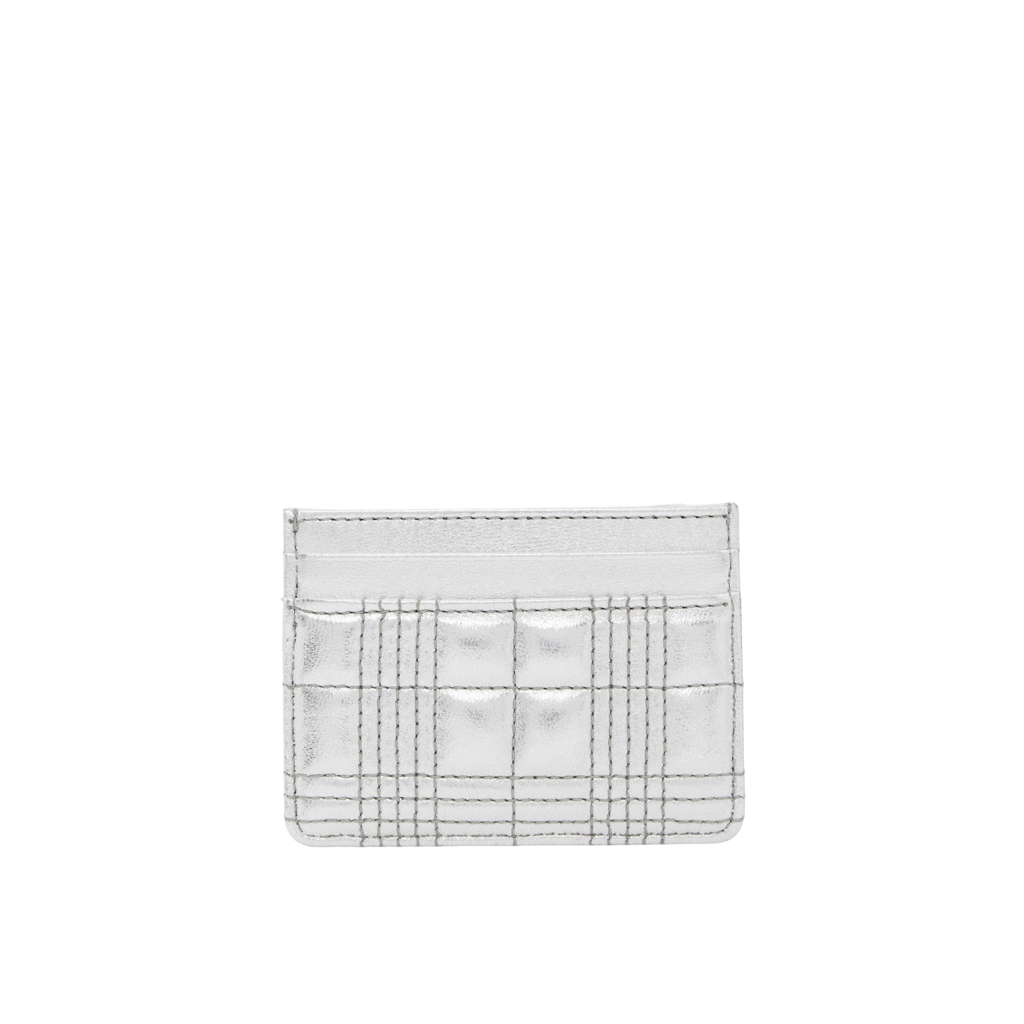 Porte-cartes Lola en cuir d'agneau matelassé - Silver