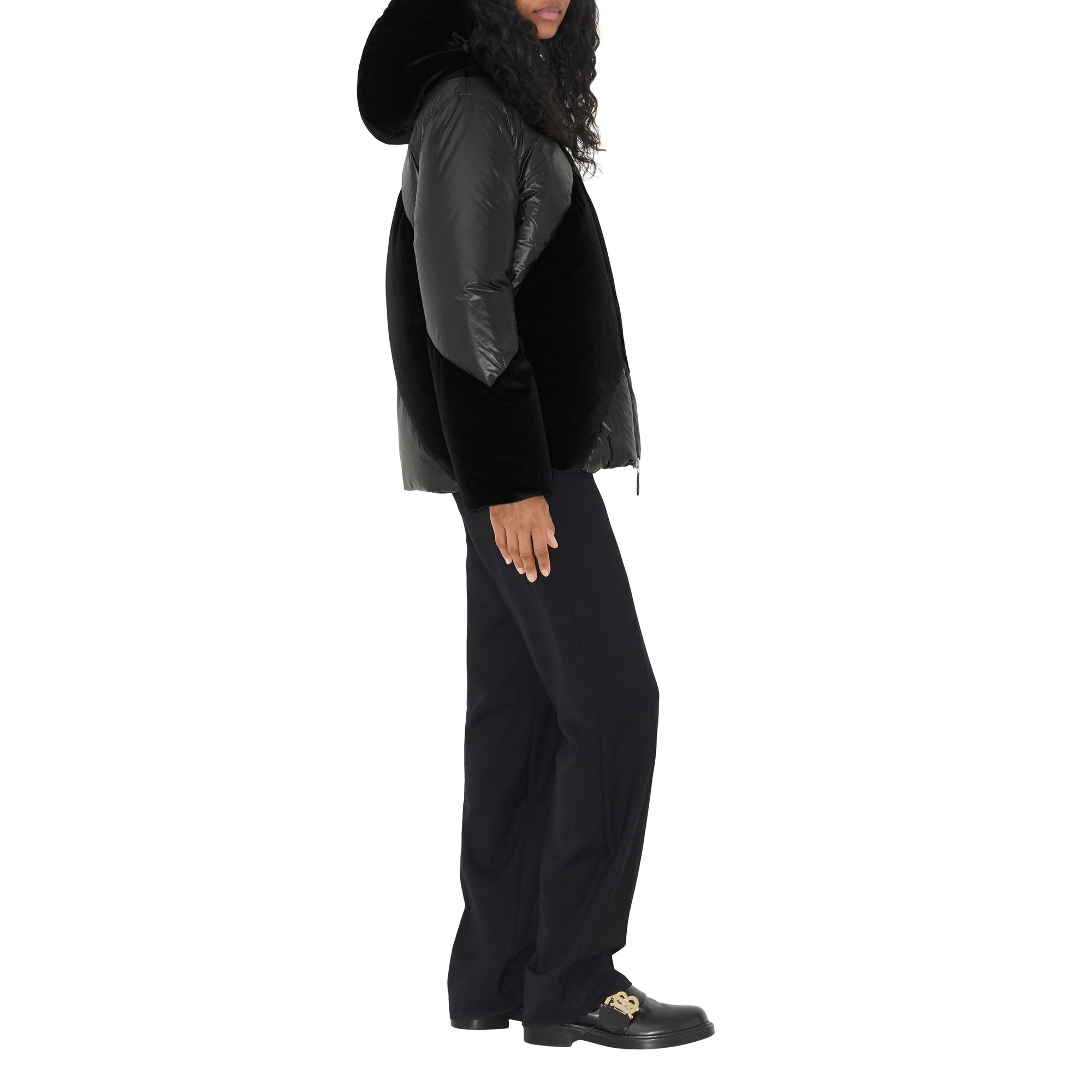 Veste à capuche rembourrée et rayures chevrons - Black