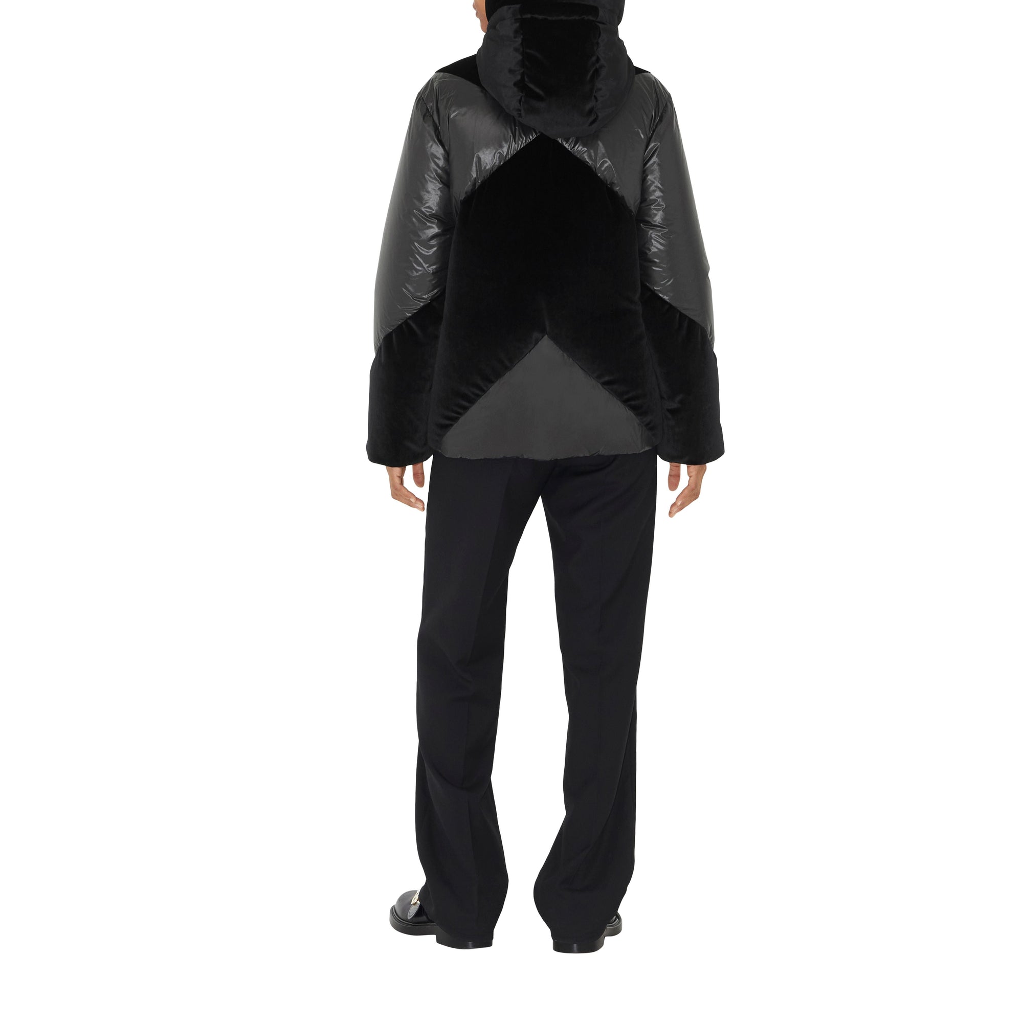 Veste à capuche rembourrée et rayures chevrons - Black