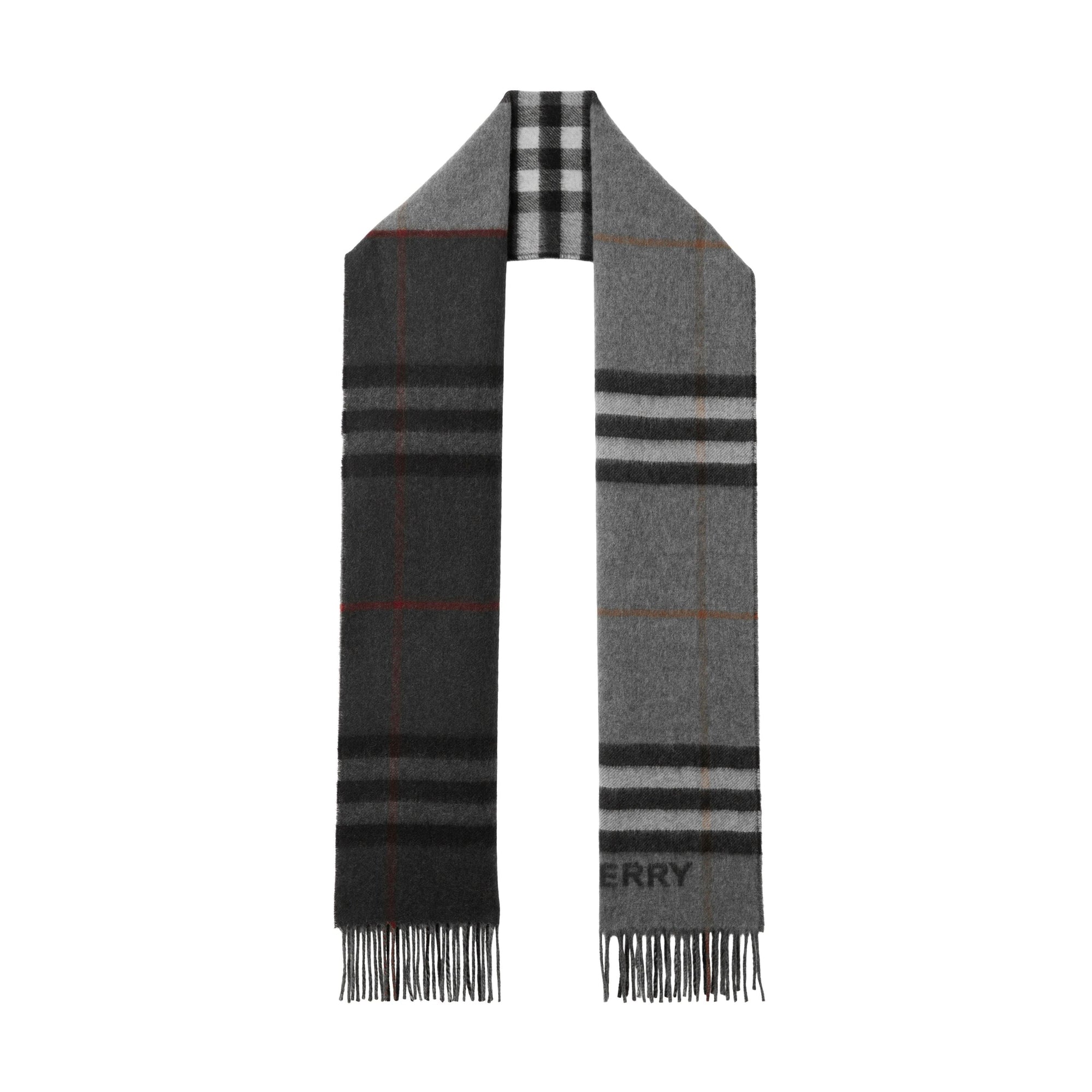 Écharpe en cachemire à motif check - Grey & Charcoal