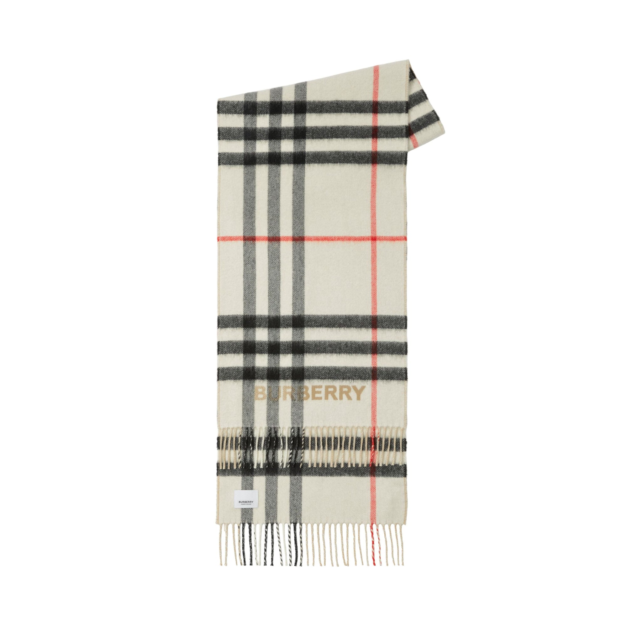 Écharpe en cachemire à motif check - Archive Beige & Nat White