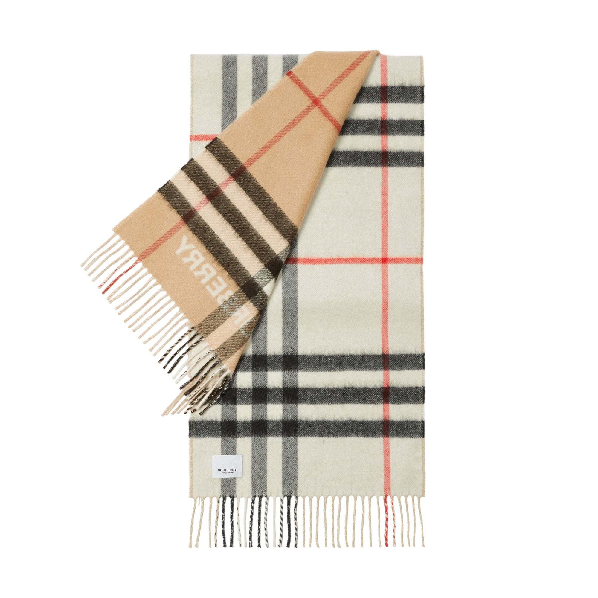 Écharpe en cachemire à motif check - Archive Beige & Nat White
