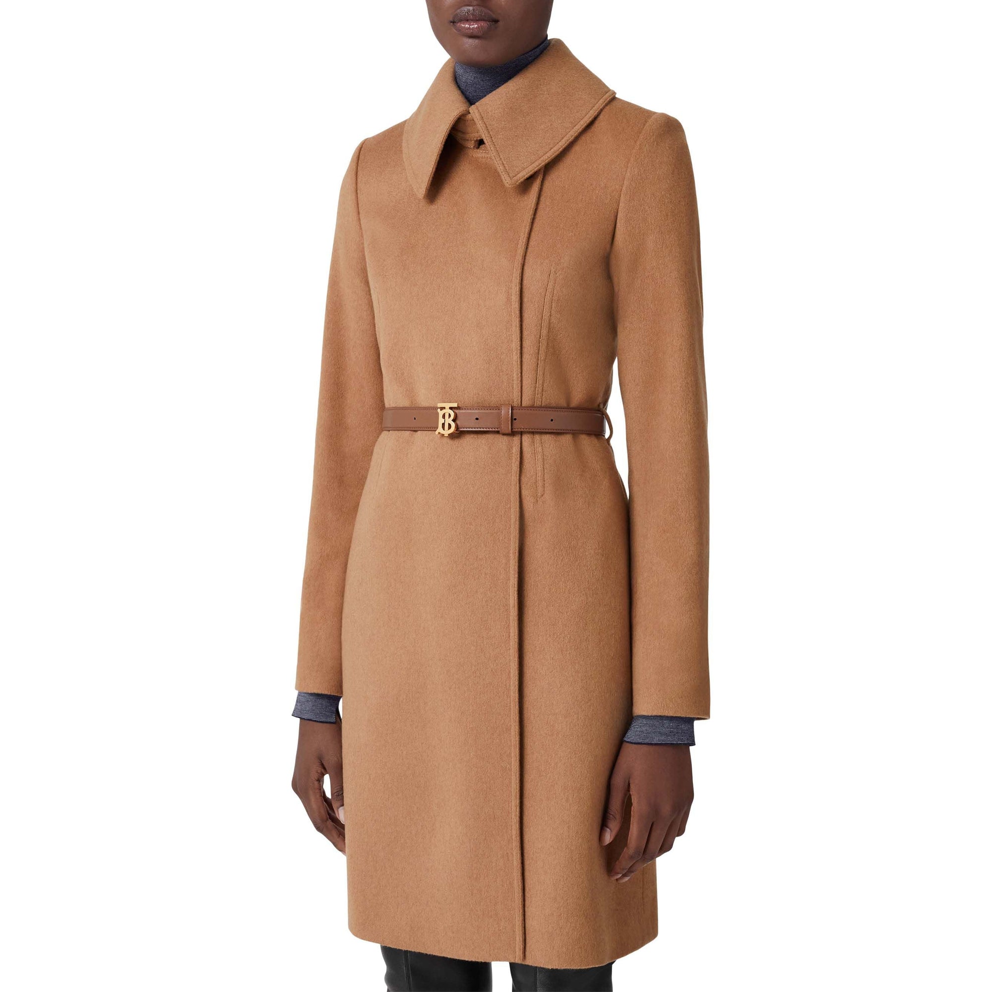 Manteau ceinturé en cachemire à motif monogramme - Bronze