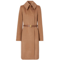 Manteau ceinturé en cachemire à motif monogramme - Bronze