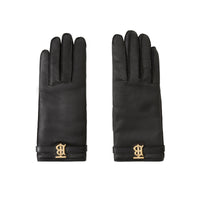 Gants en cuir Monogram en cachemire - Black