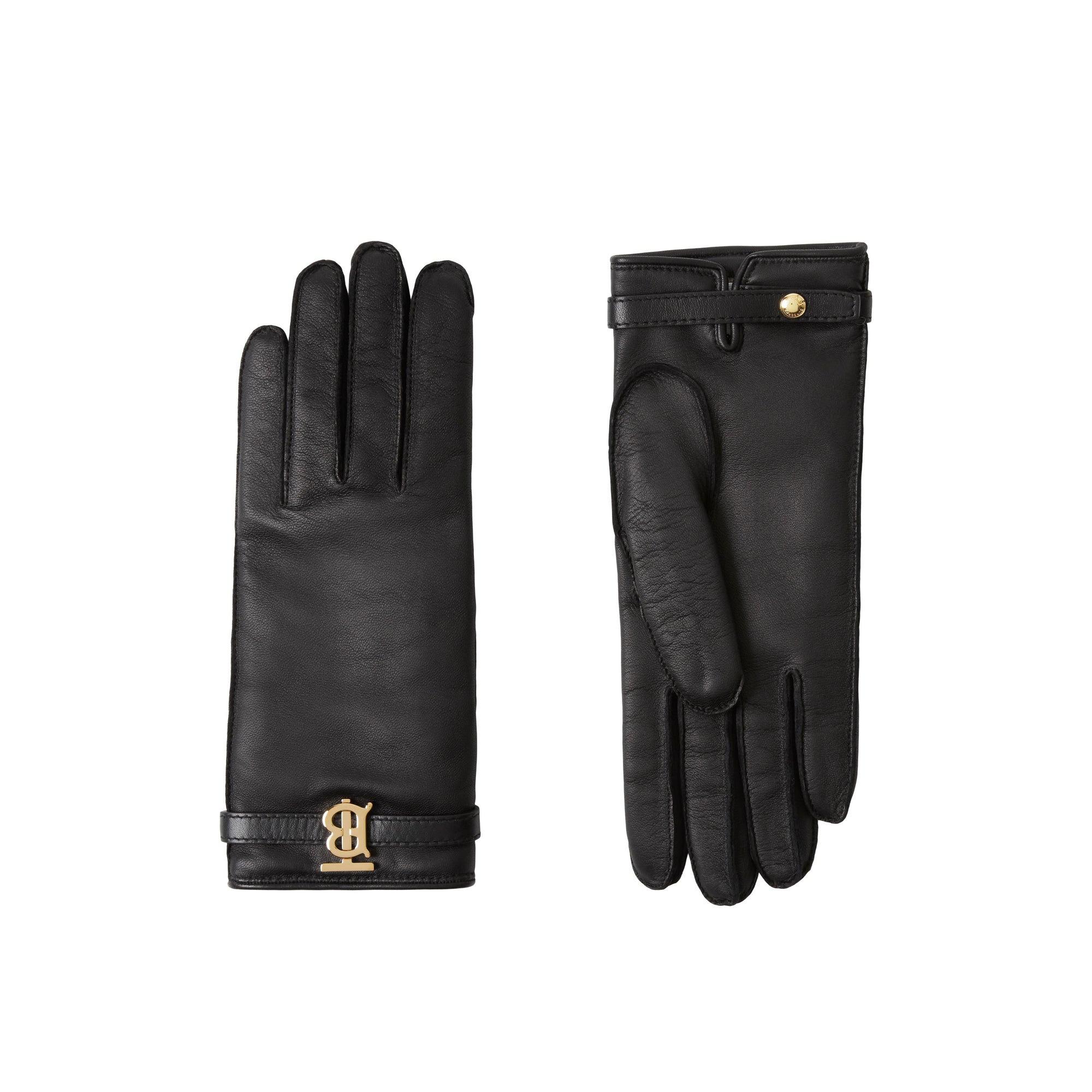 Gants en cuir Monogram en cachemire - Black