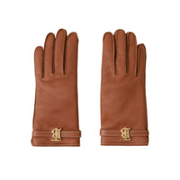 Gants en cuir surpiqué à motif monogramme - Tan