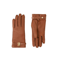 Gants en cuir surpiqué à motif monogramme - Tan