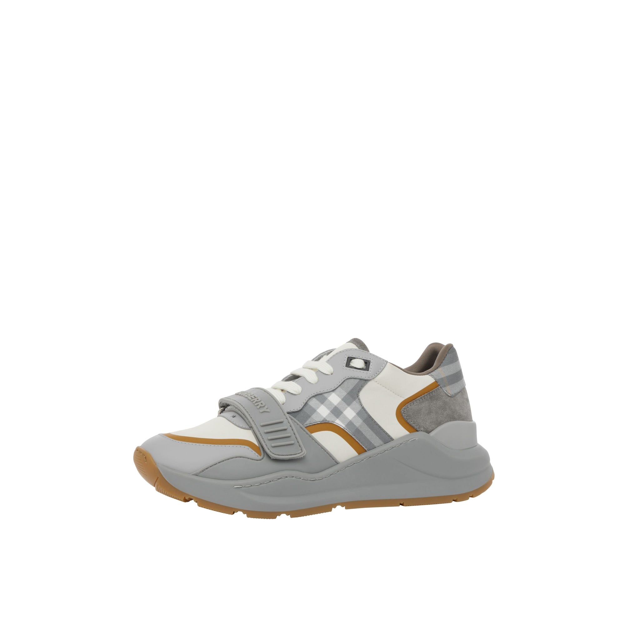 Sneakers à motif check à scratch - Grey & Camel
