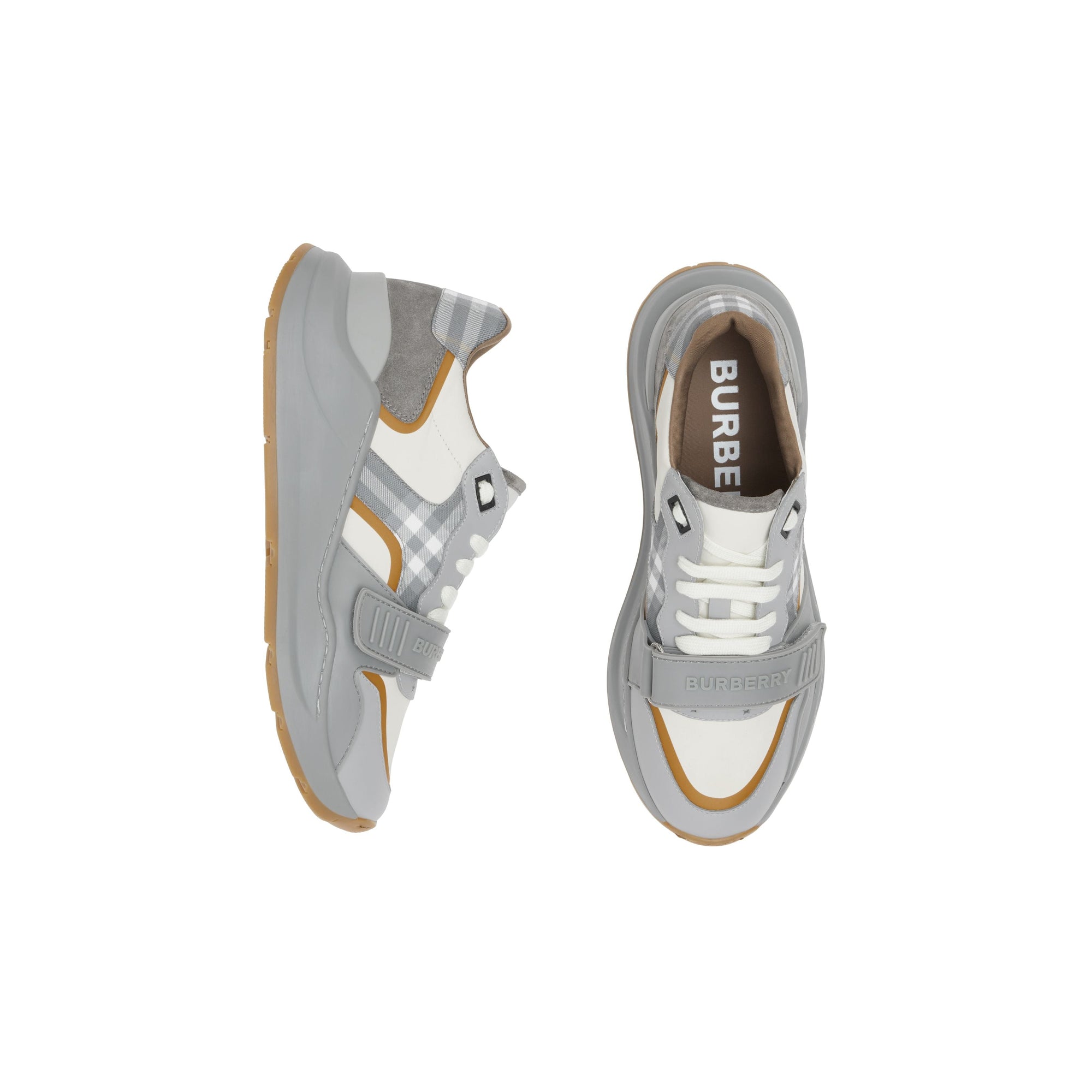 Sneakers à motif check à scratch - Grey & Camel