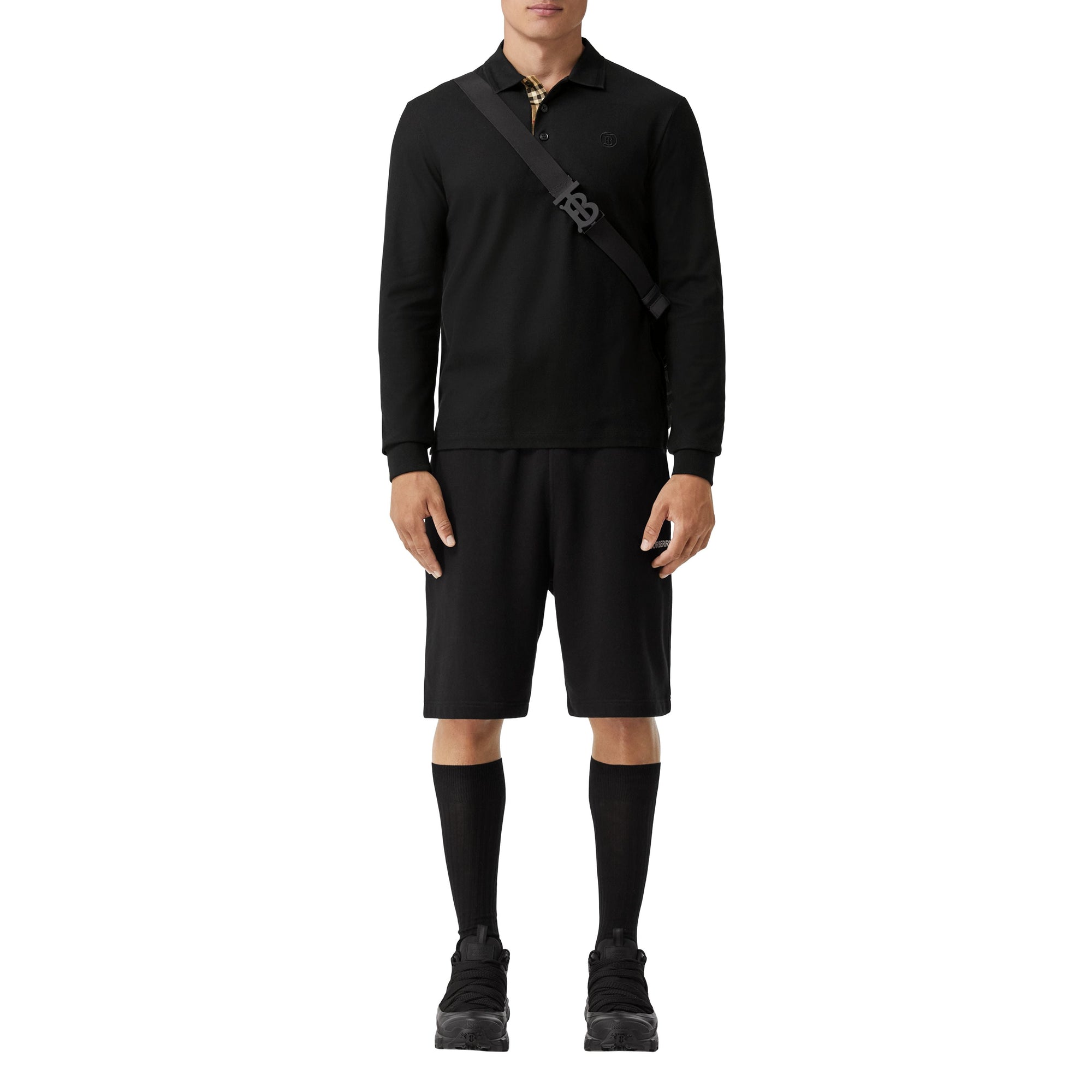 Polo à manches longues Monogram en coton - Black