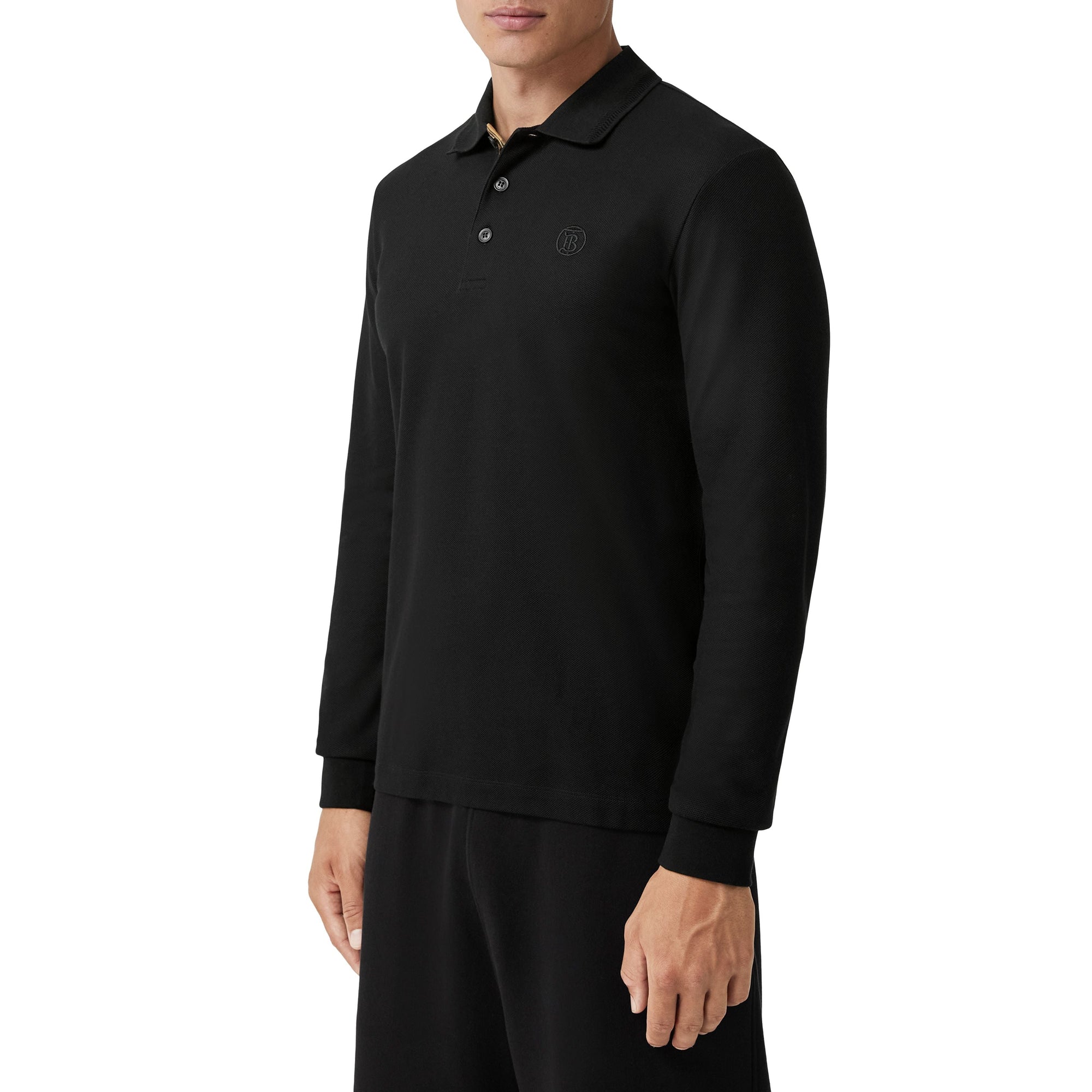 Polo à manches longues Monogram en coton - Black
