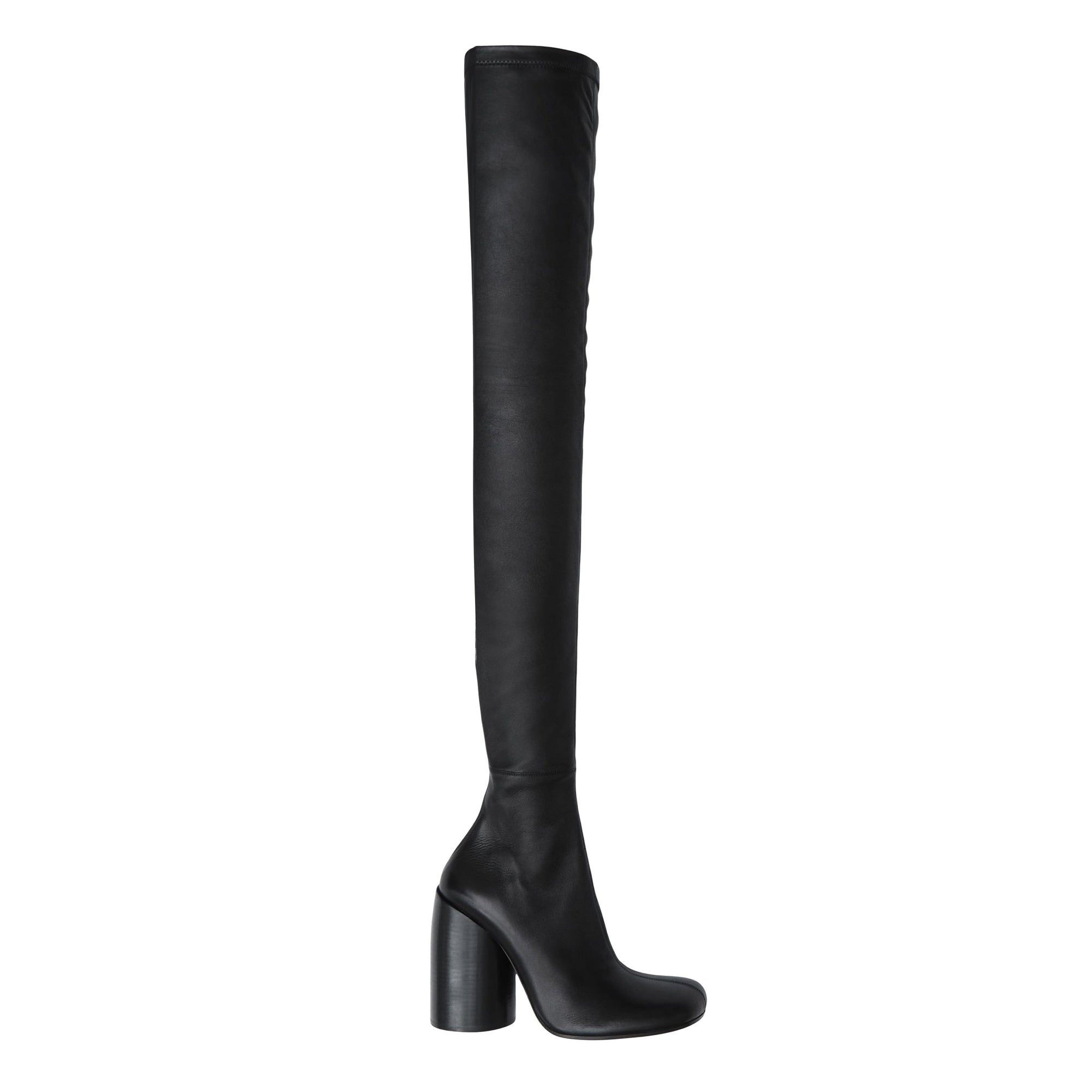 Cuissardes façon chaussettes en cuir - Black
