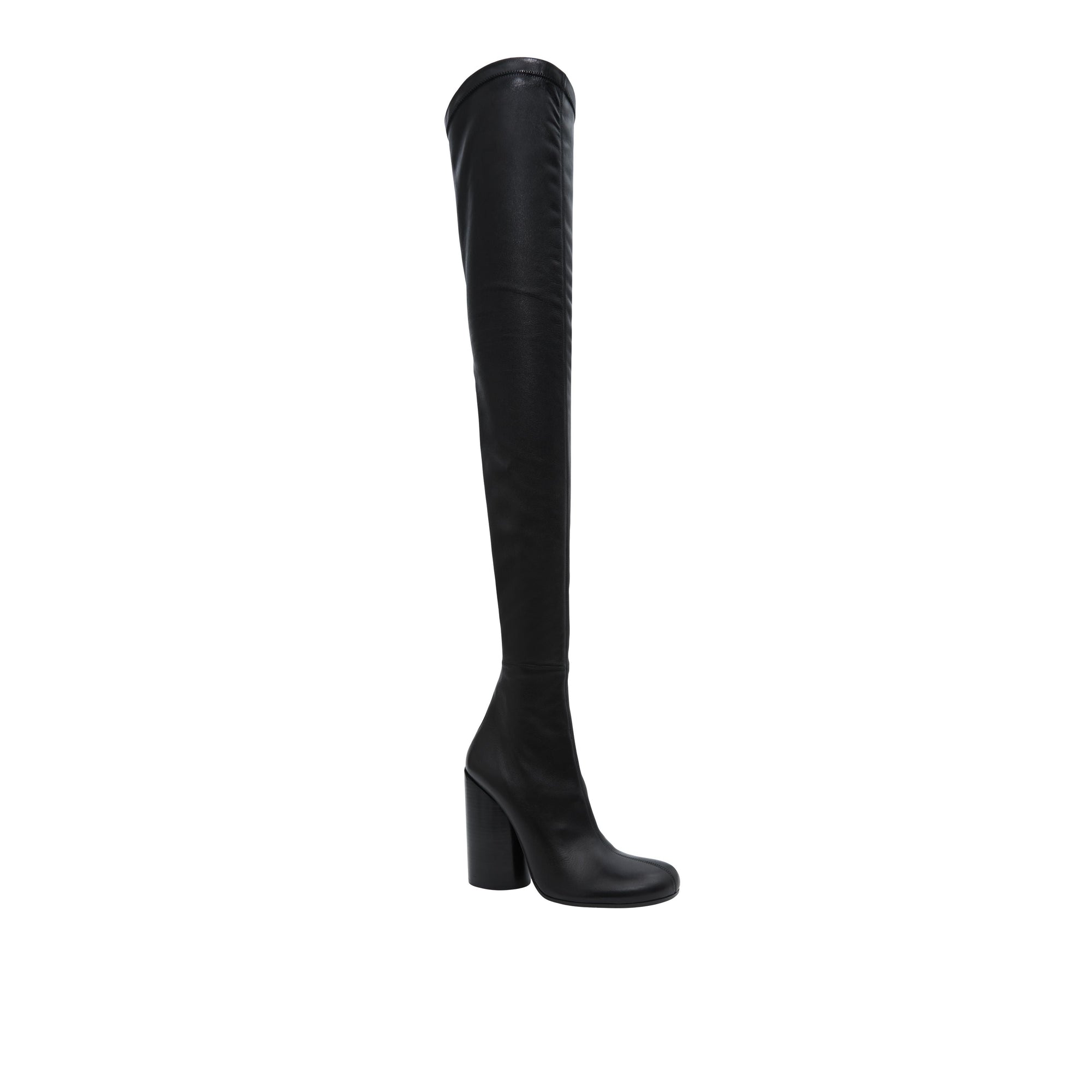 Cuissardes façon chaussettes en cuir - Black