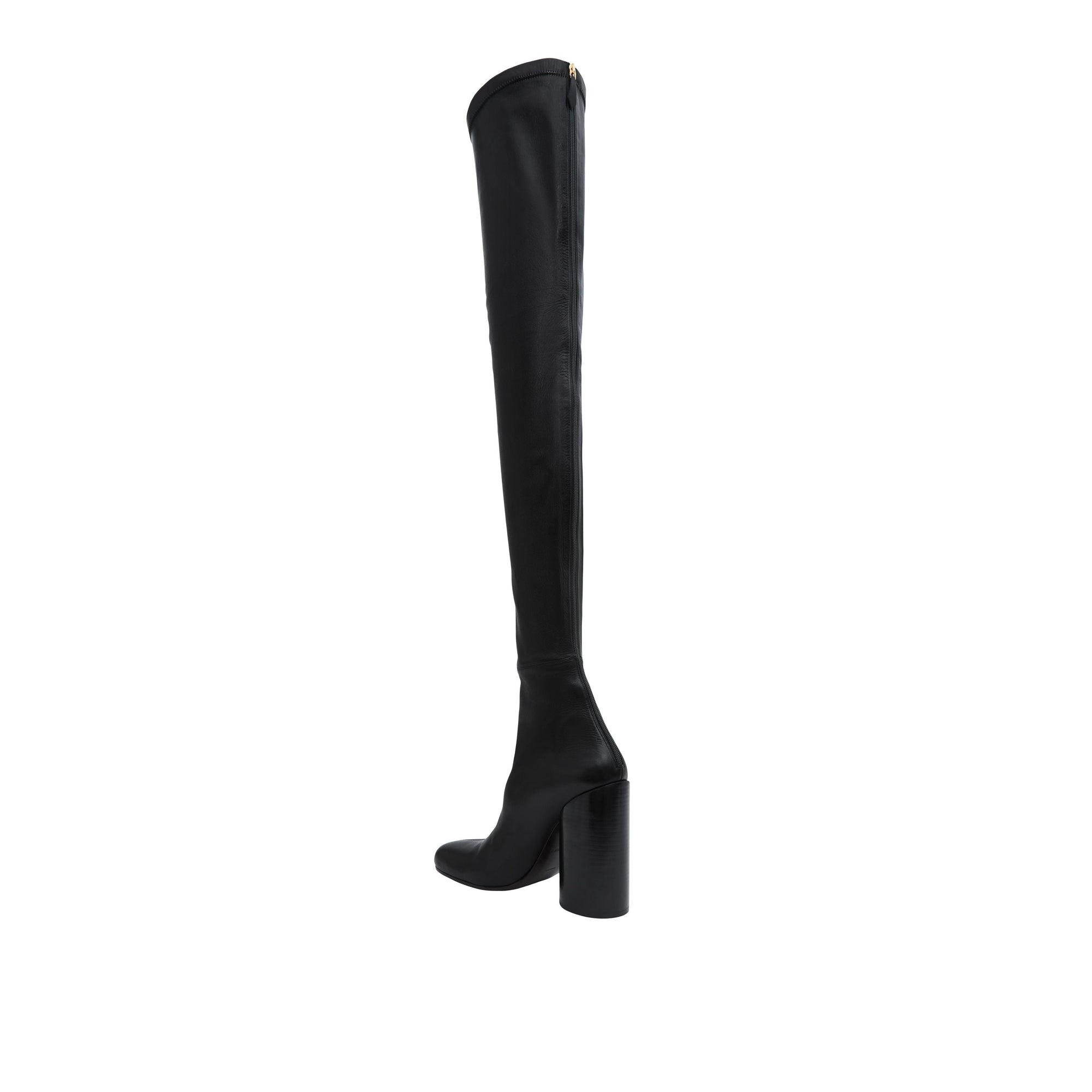 Cuissardes façon chaussettes en cuir - Black
