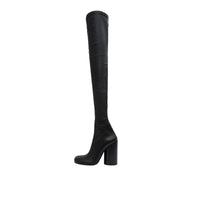Cuissardes façon chaussettes en cuir - Black