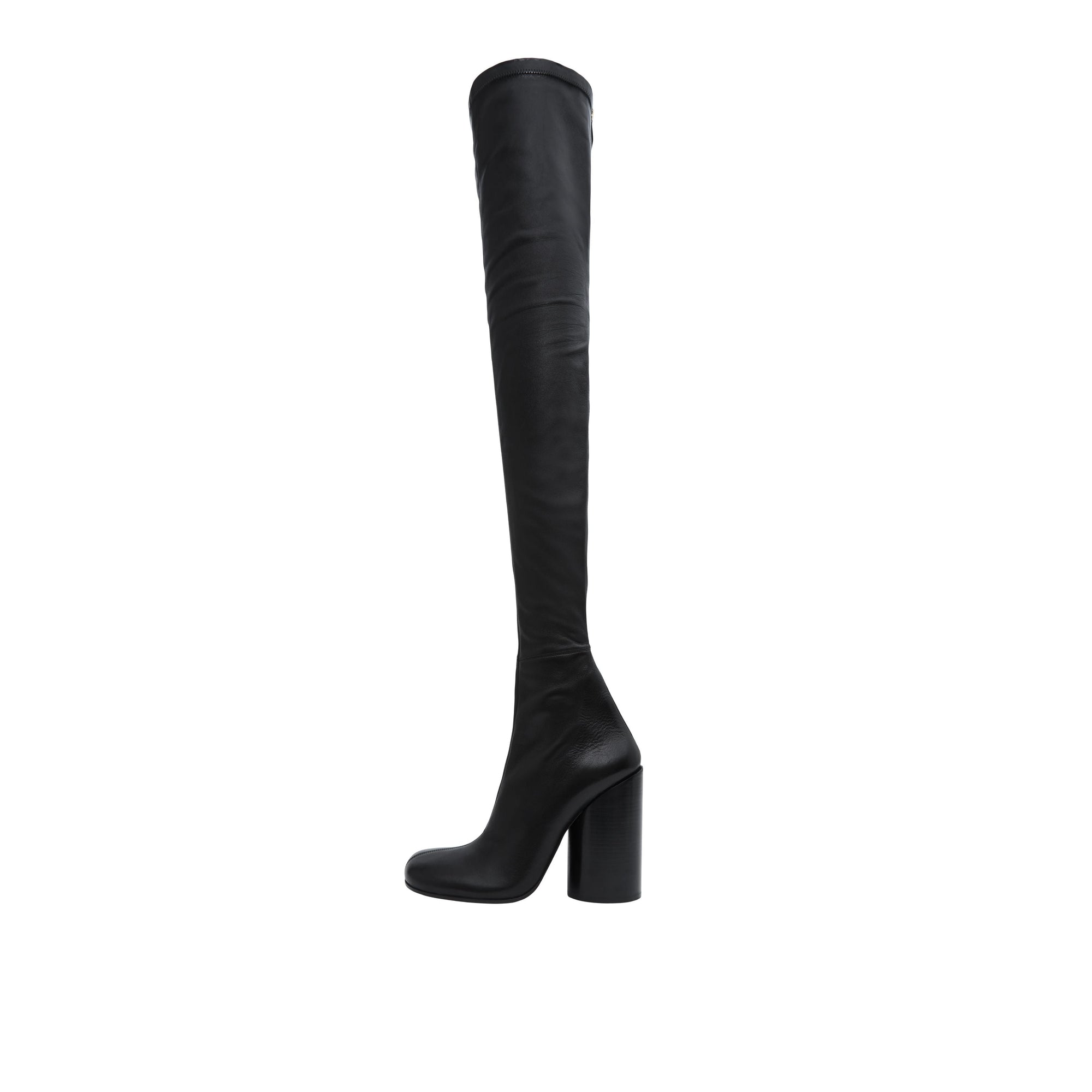 Cuissardes façon chaussettes en cuir - Black