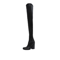 Cuissardes façon chaussettes en cuir - Black