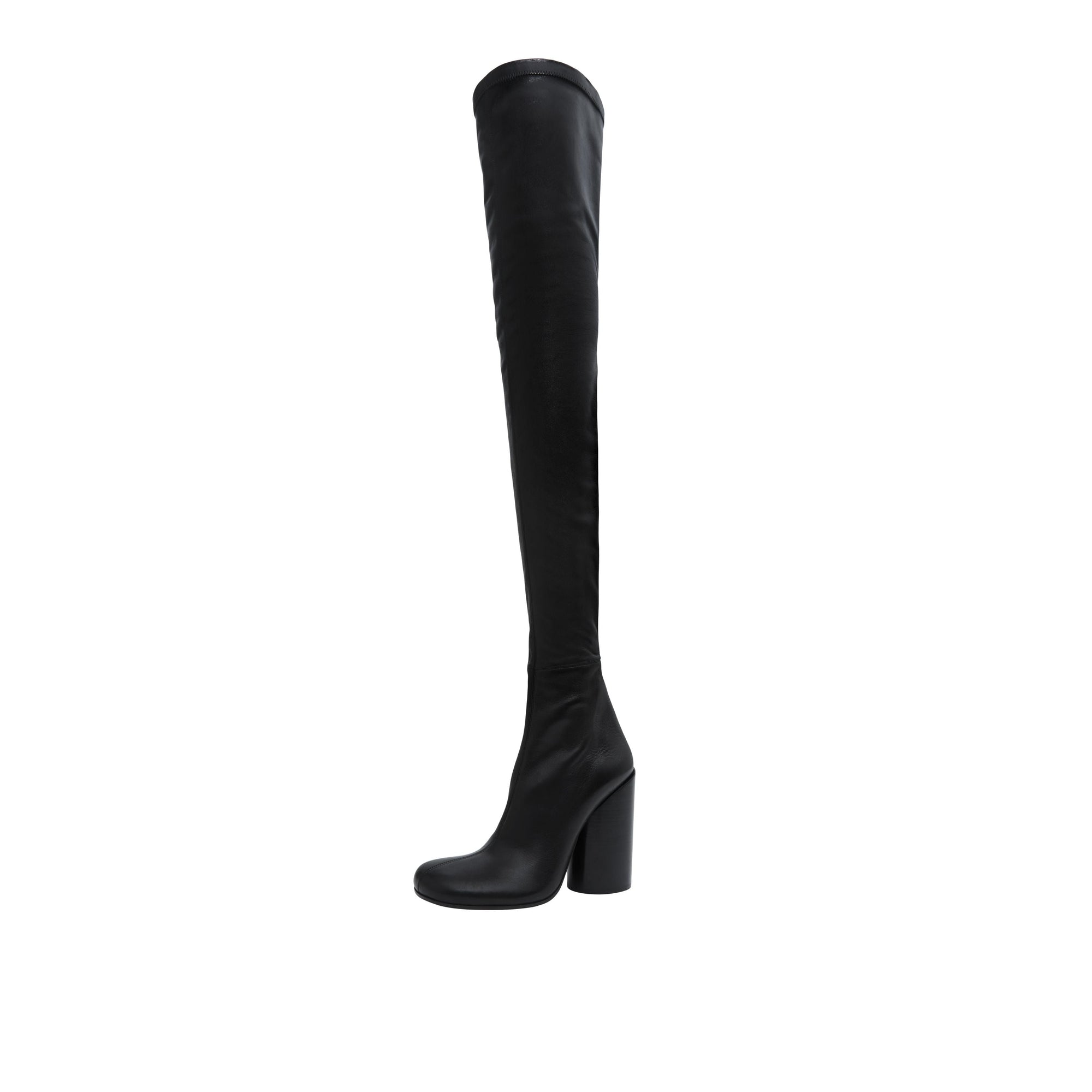 Cuissardes façon chaussettes en cuir - Black