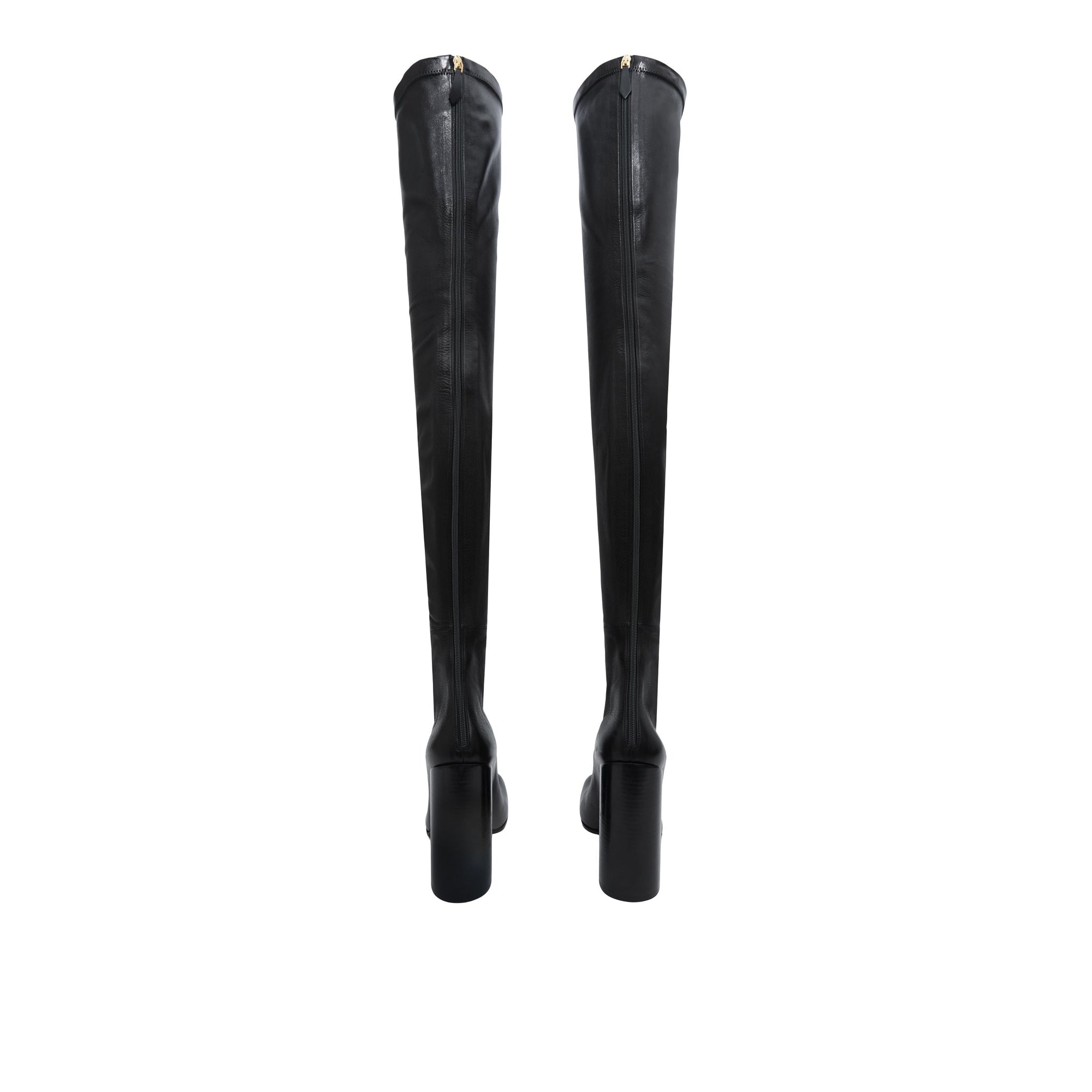 Cuissardes façon chaussettes en cuir - Black