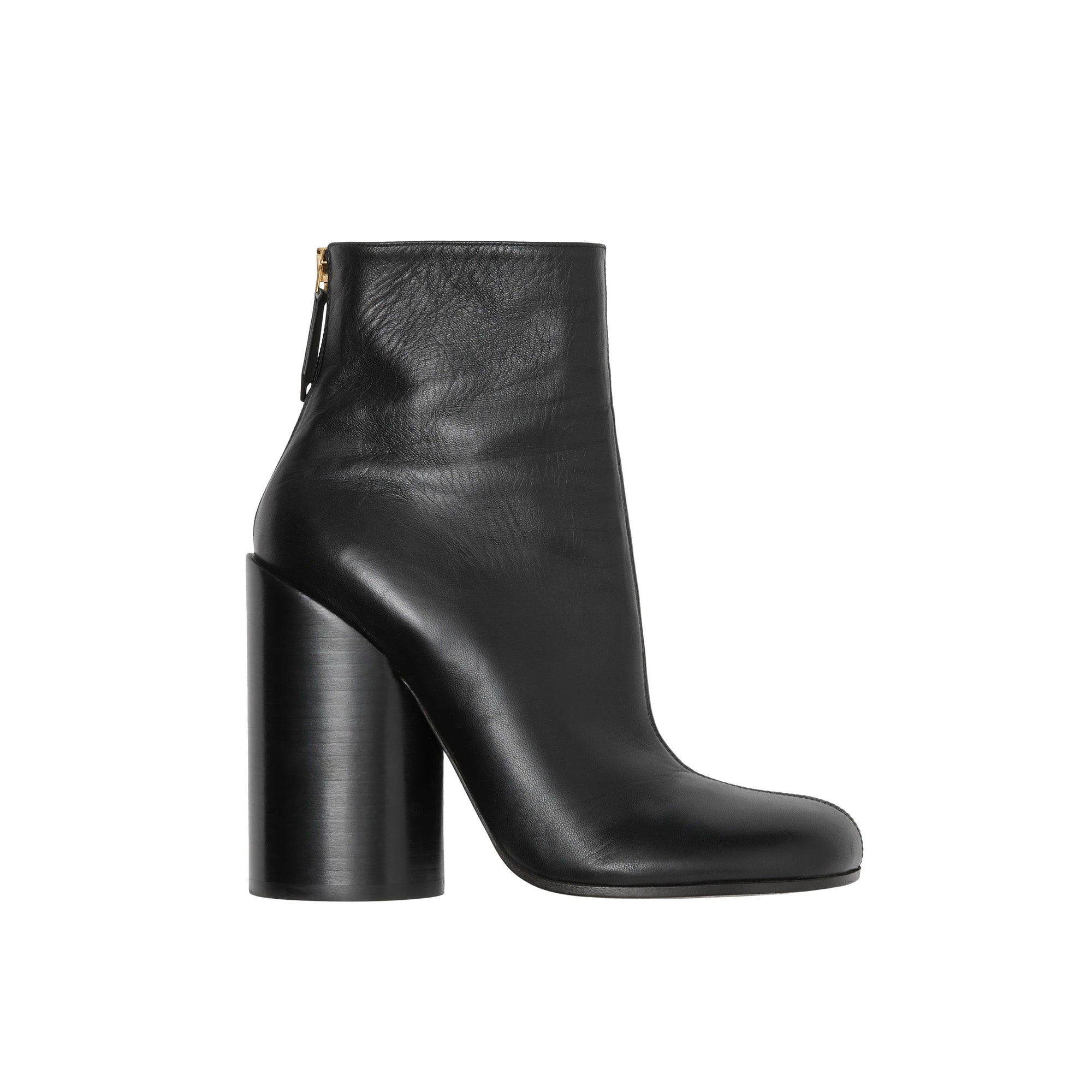 Bottines à talons larges en cuir - Black