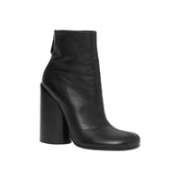 Bottines à talons larges en cuir - Black