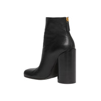Bottines à talons larges en cuir - Black