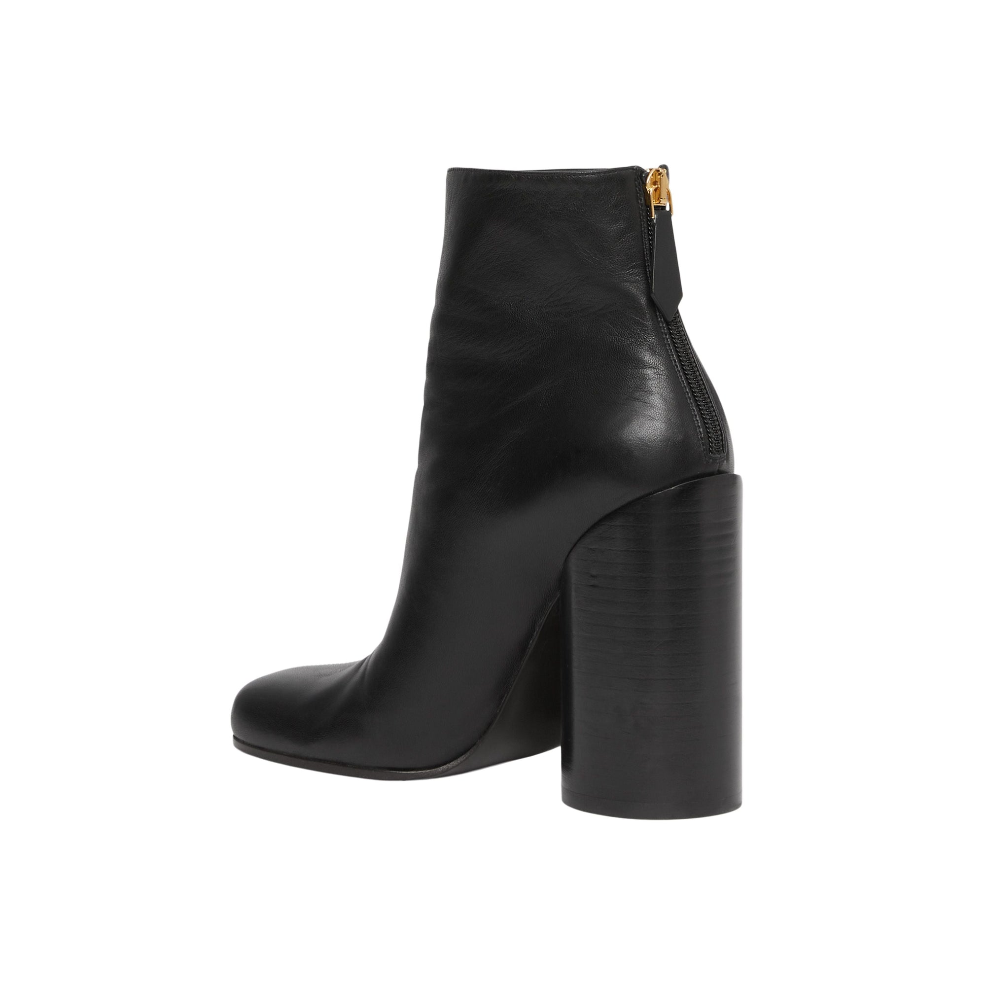 Bottines à talons larges en cuir - Black