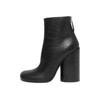 Bottines à talons larges en cuir - Black