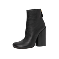 Bottines à talons larges en cuir - Black
