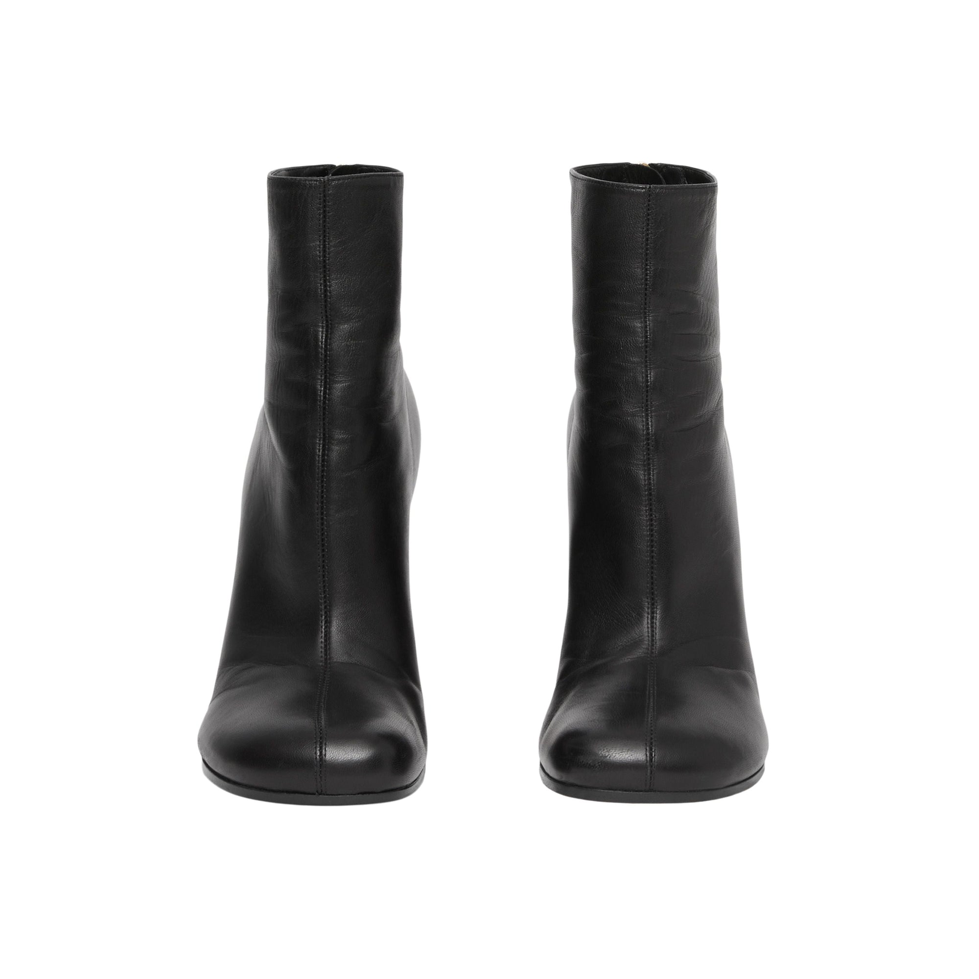 Bottines à talons larges en cuir - Black