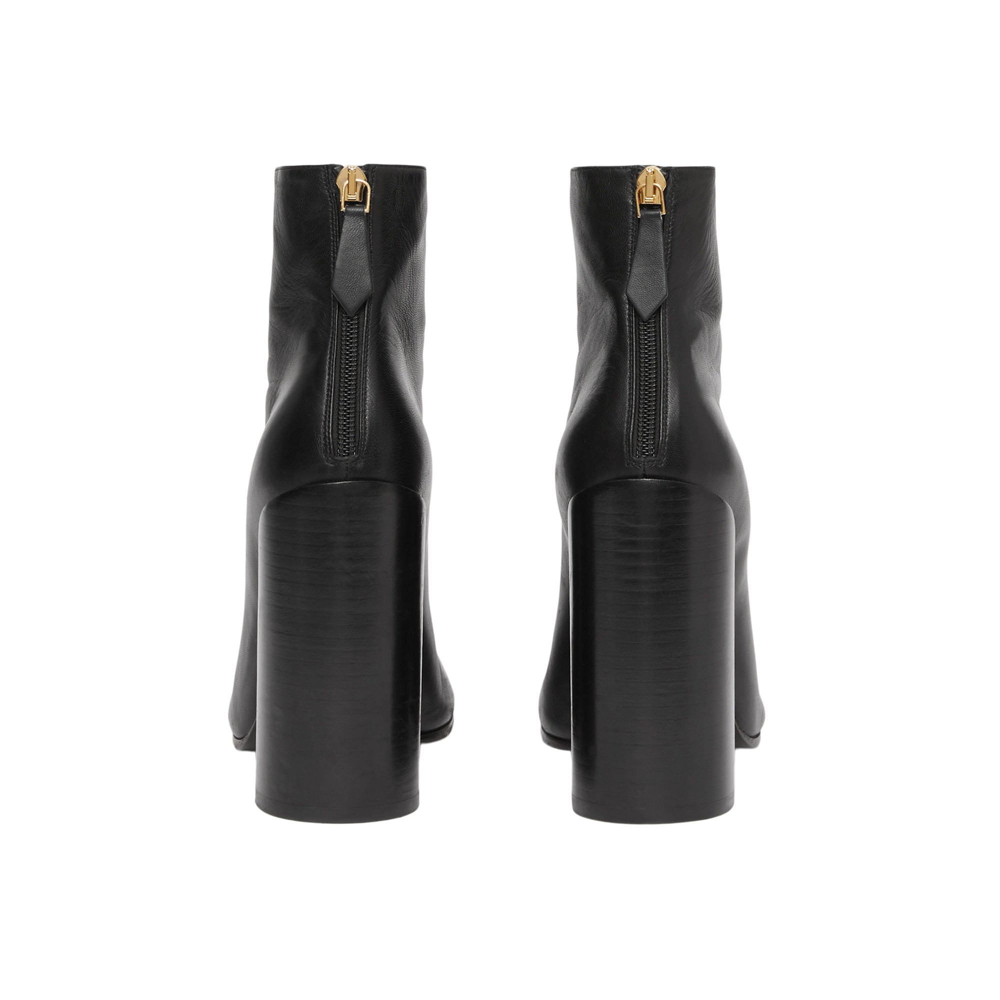 Bottines à talons larges en cuir - Black