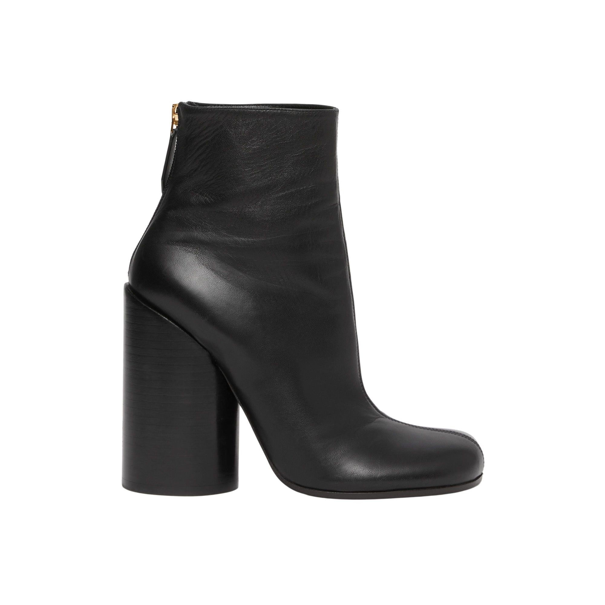 Bottines à talons larges en cuir - Black