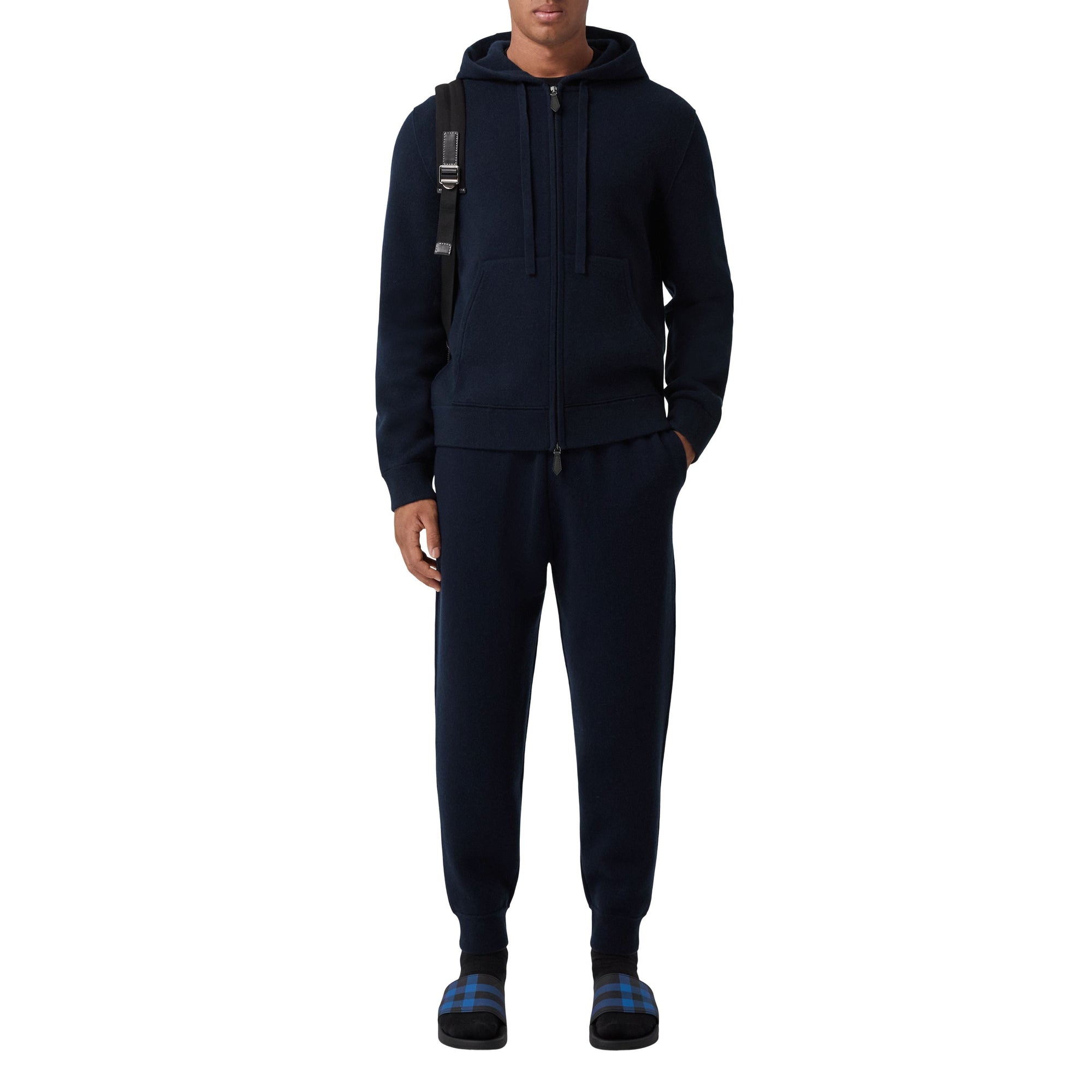 Sweat à capuche en cachemire mélangé à logo - Dark Charcoal Blue
