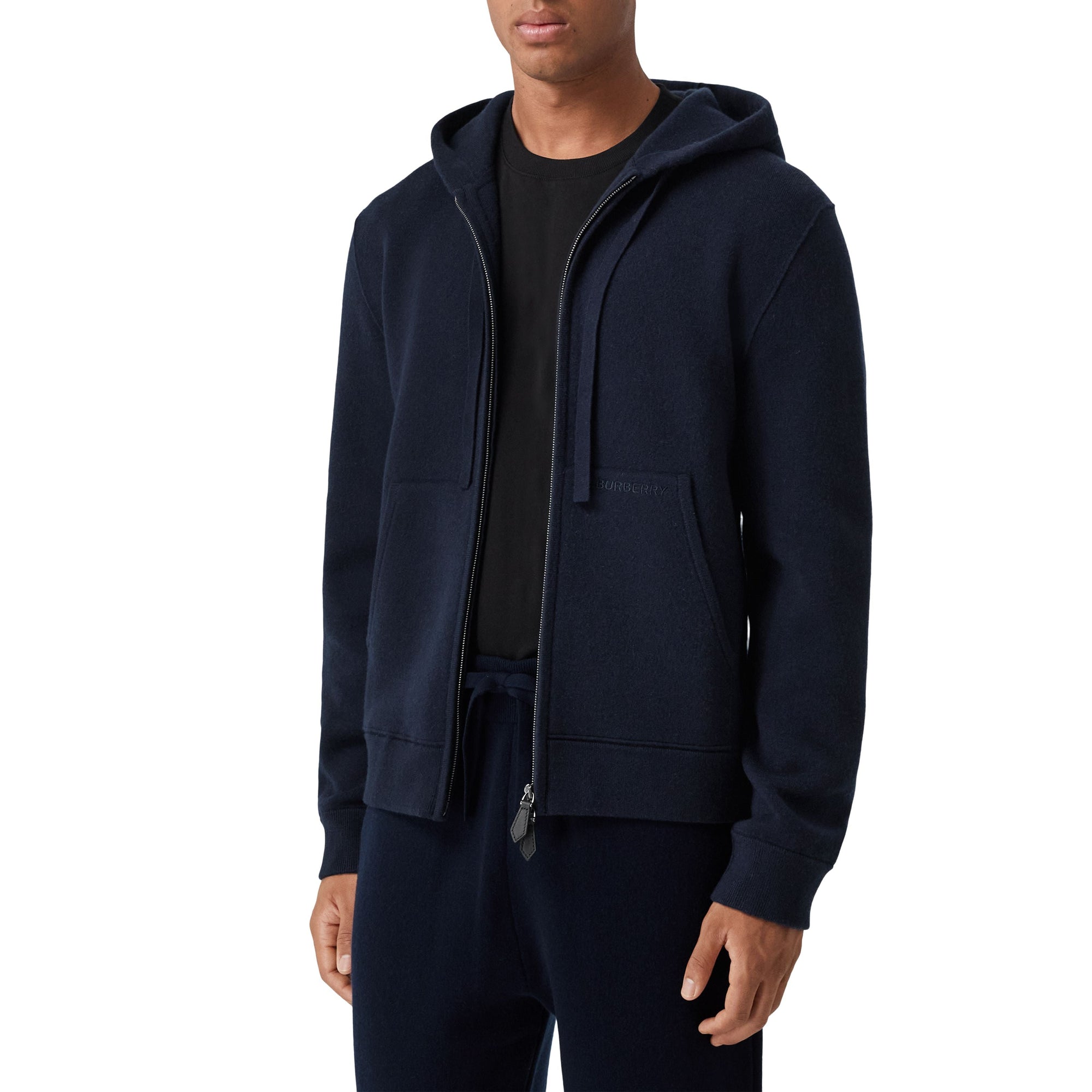Sweat à capuche en cachemire mélangé à logo - Dark Charcoal Blue