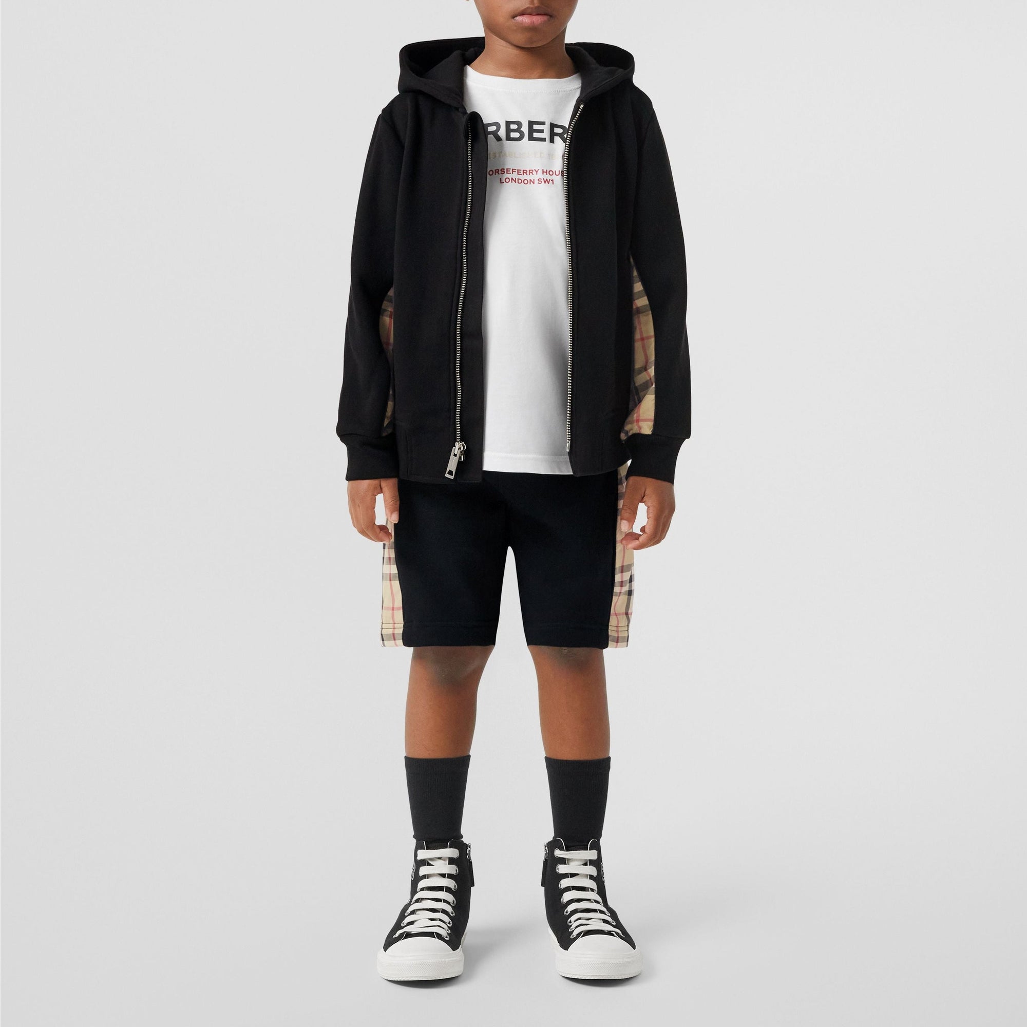 Sweat à capuche à motif check - Black