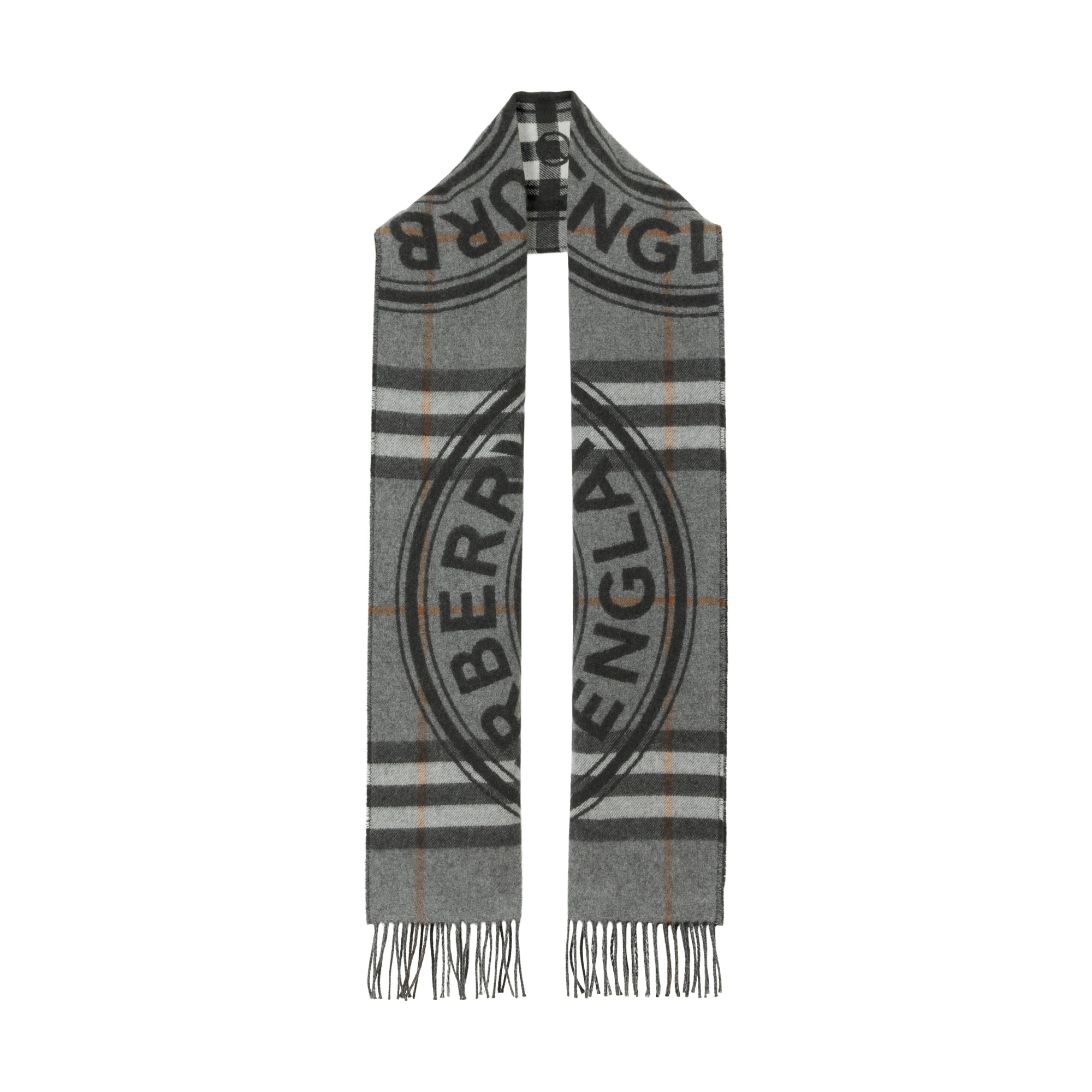 Écharpe en cachemire à motif check - Mid Grey