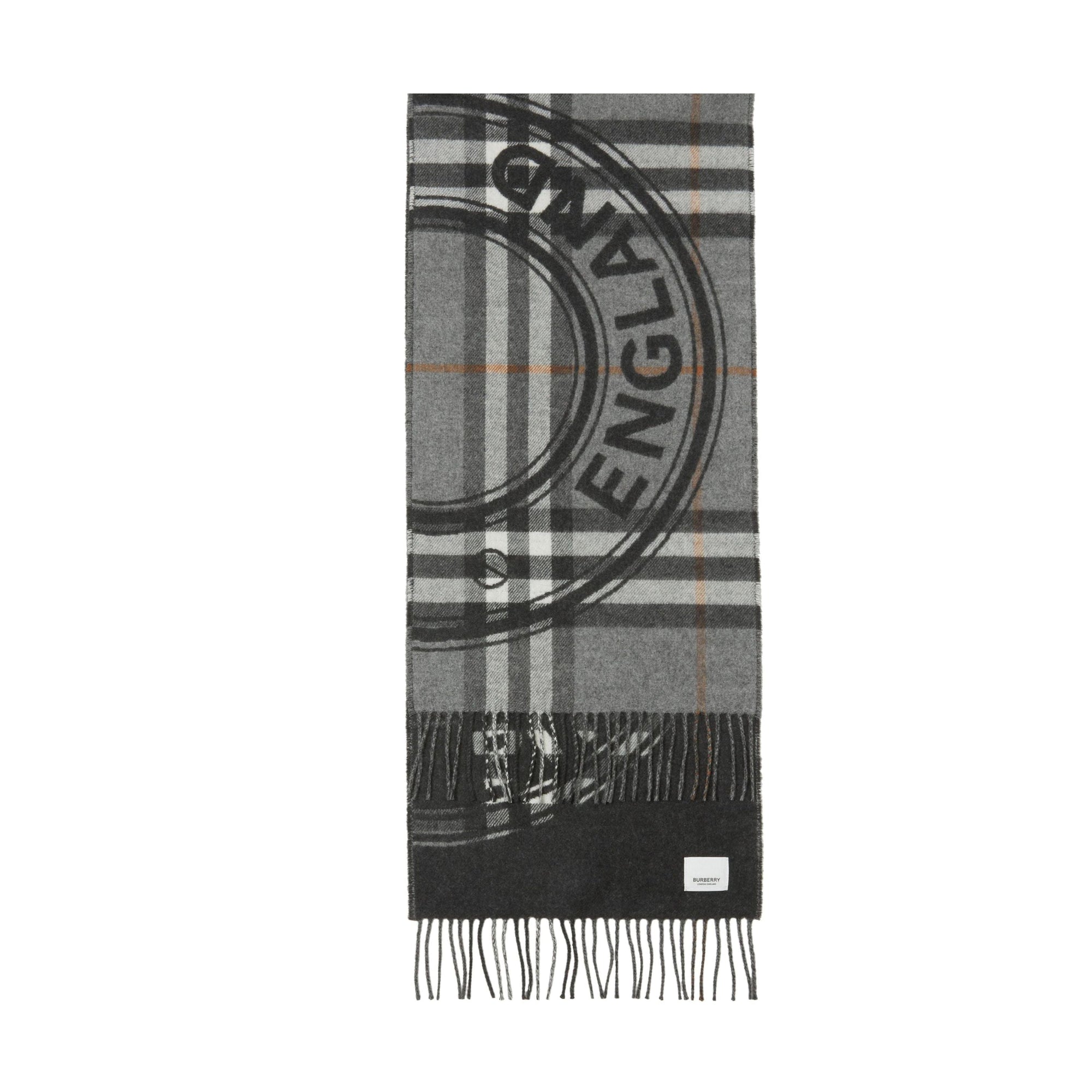 Écharpe en cachemire à motif check - Mid Grey