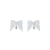 Boucles d'oreilles nœud oversize à cristaux - White