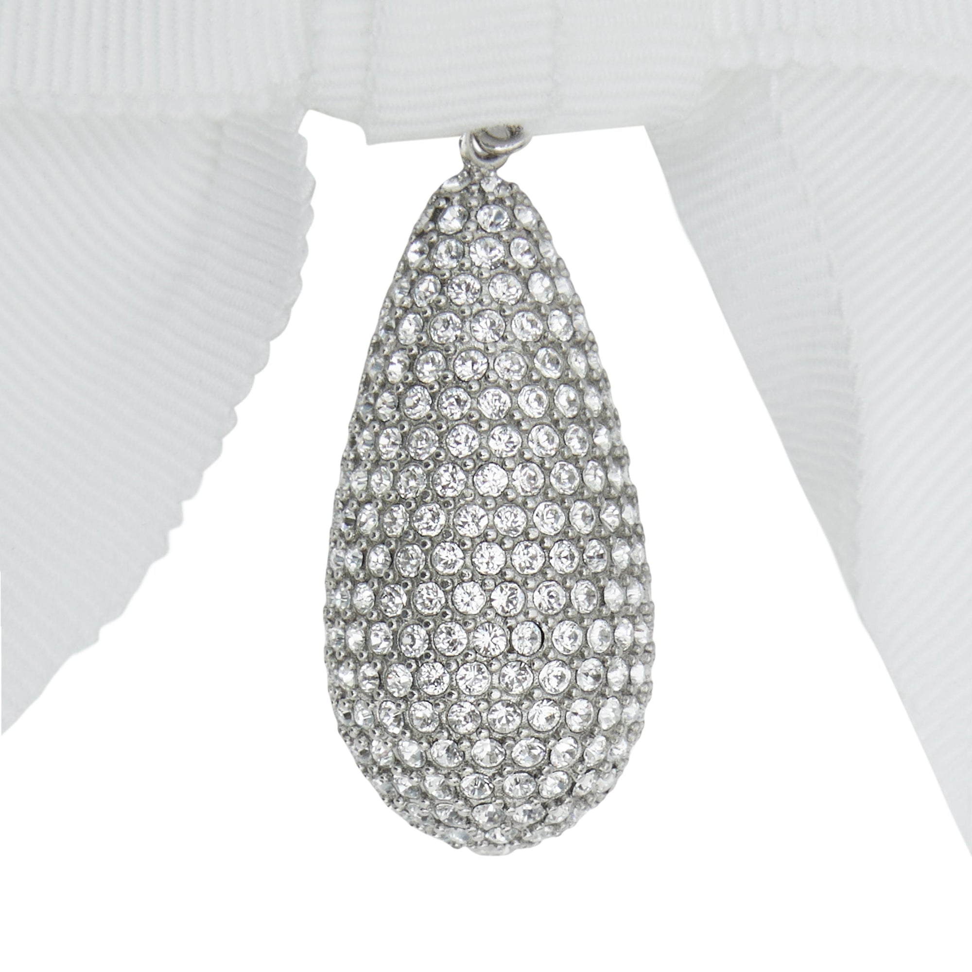 Boucles d'oreilles nœud oversize à cristaux - White