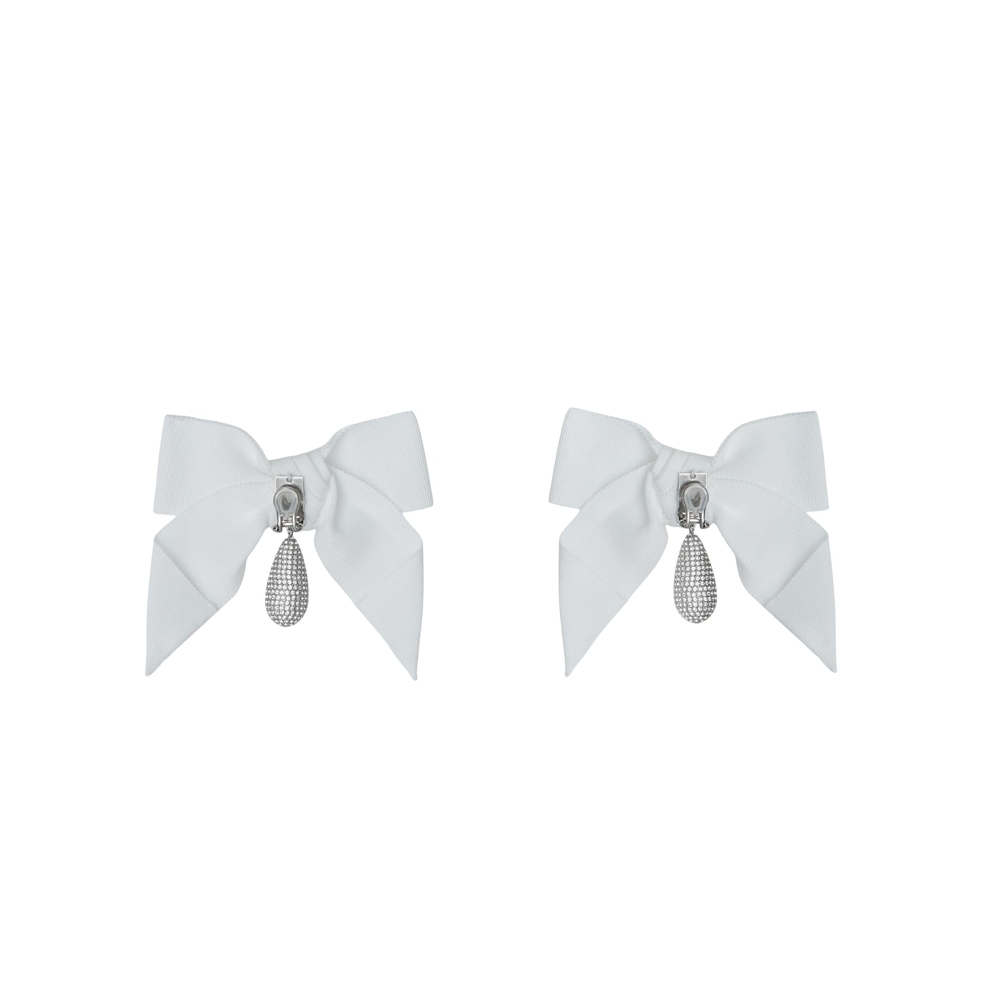 Boucles d'oreilles nœud oversize à cristaux - White
