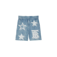 Short en jean japonais à imprimé étoiles - Pale Blue