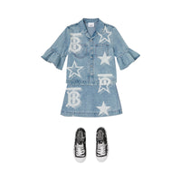 Chemise en denim à imprimé étoilé - Pale Blue